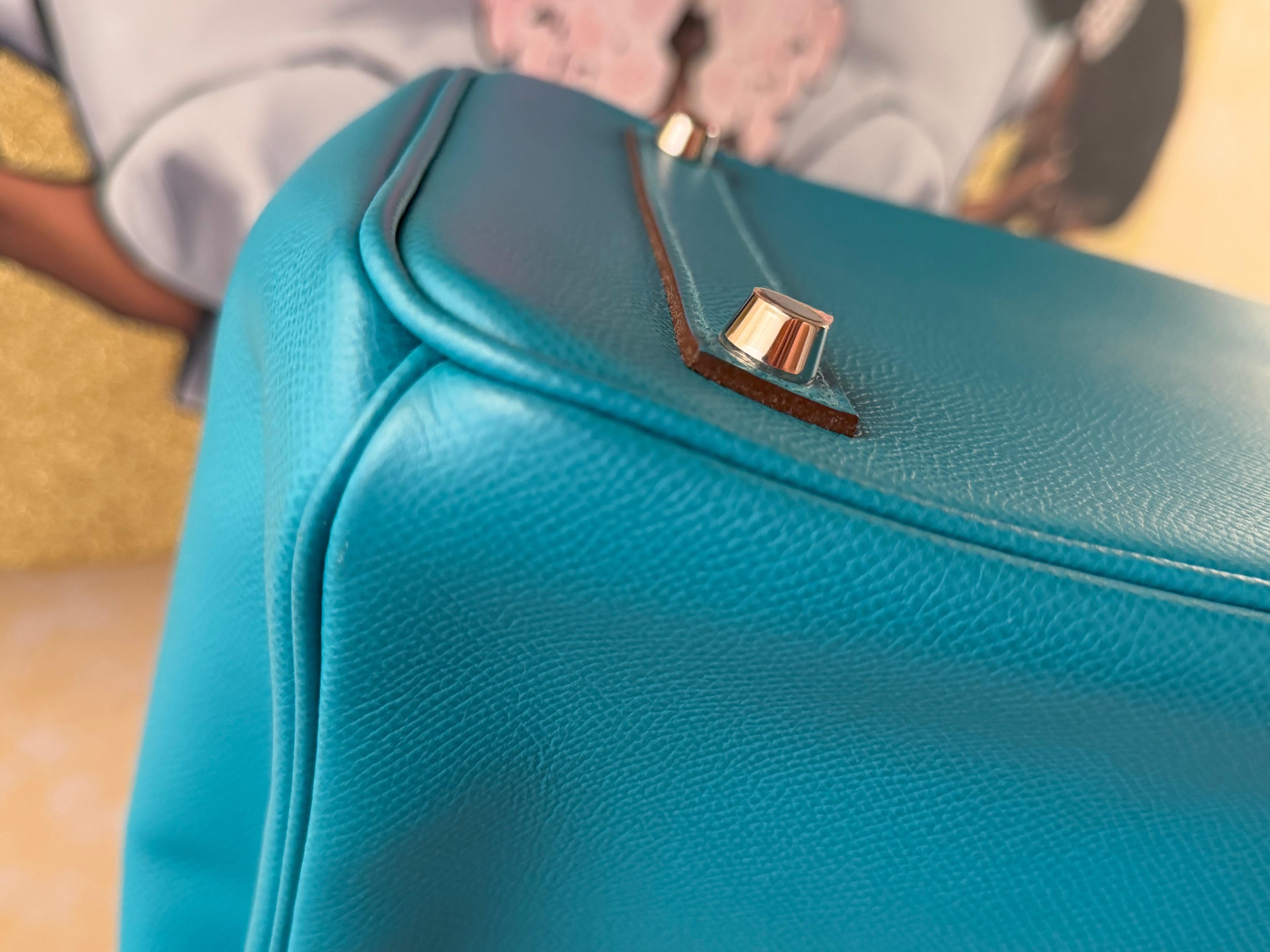 Sac Hermes Birkin 35 Epsom Bleu Paon PHW en vente 4