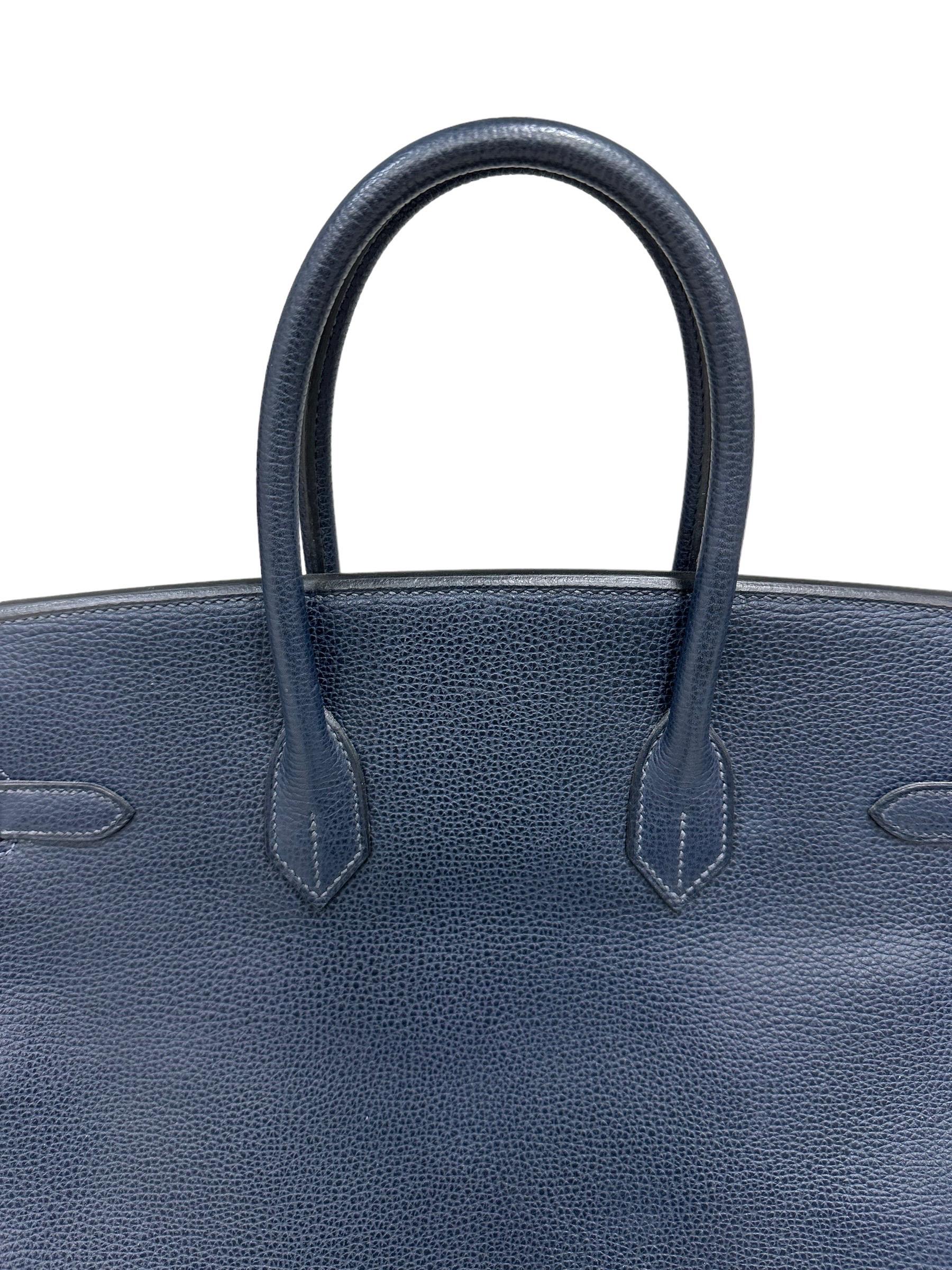 Hermès Birkin 35 Epsom Blue Abysse Top Handle Bag For Sale 2