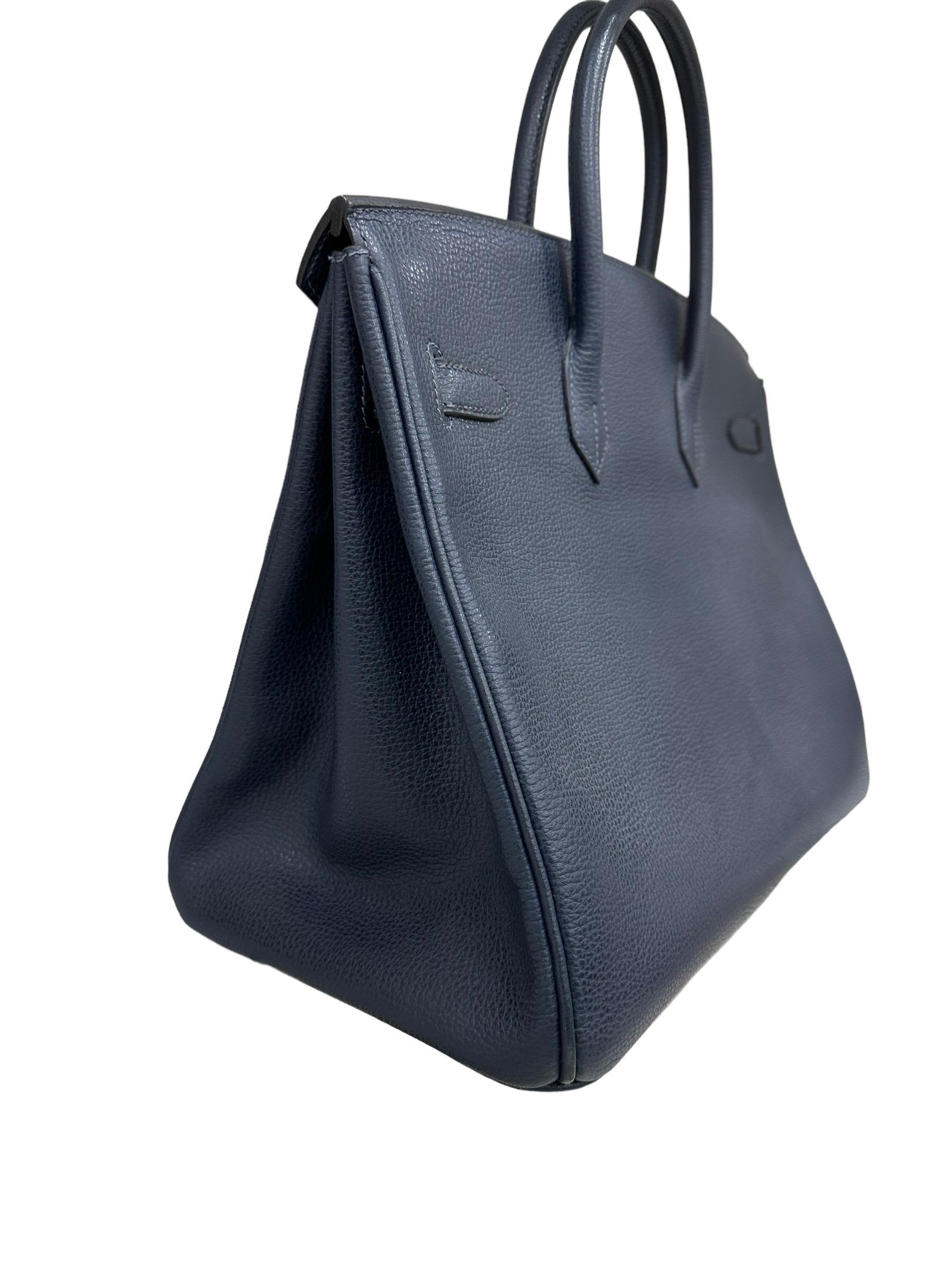 Hermès Birkin 35 Bleu Epsom Abysse Top Handle Bag en vente 6