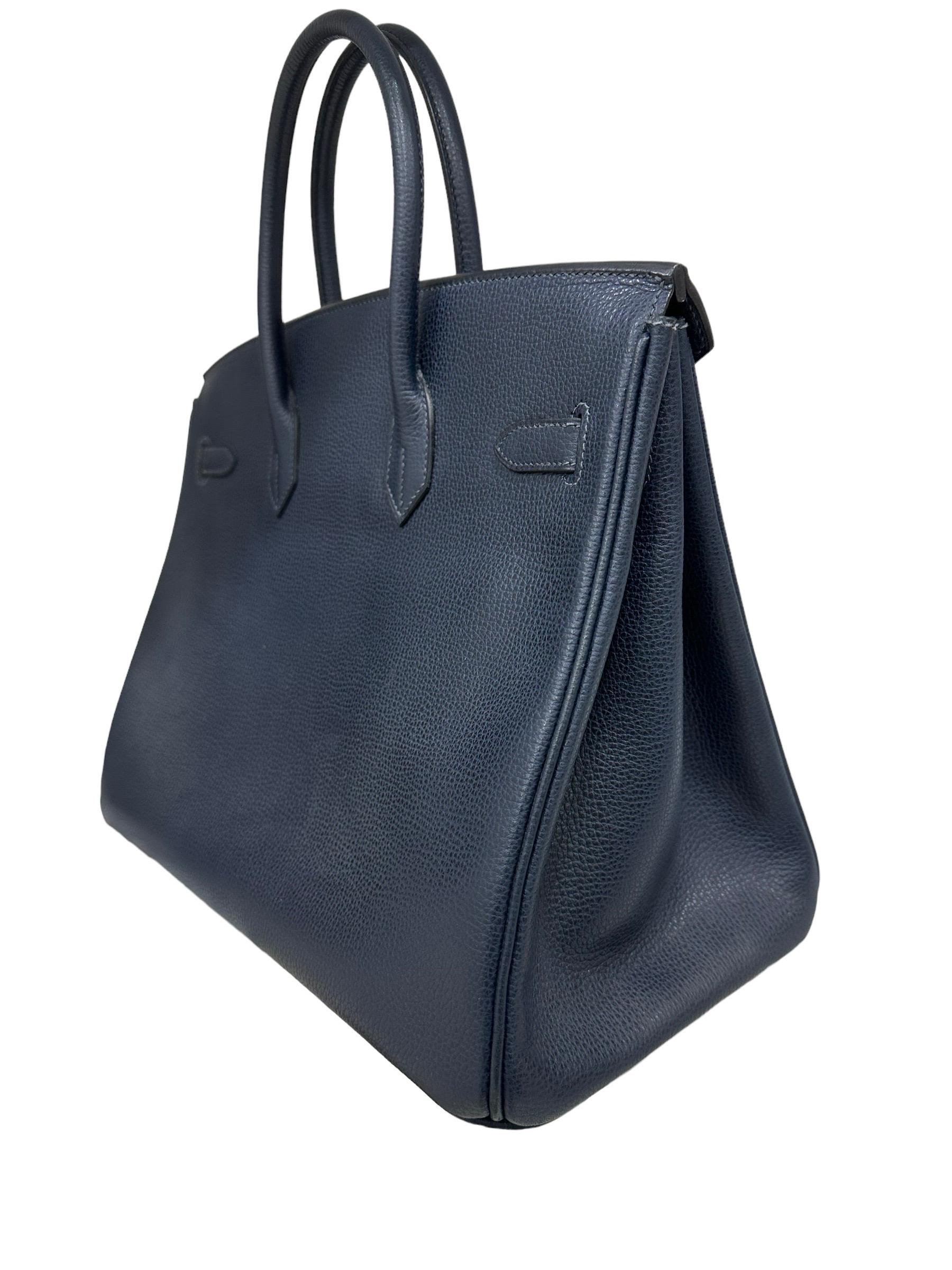 Hermès Birkin 35 Bleu Epsom Abysse Top Handle Bag en vente 7