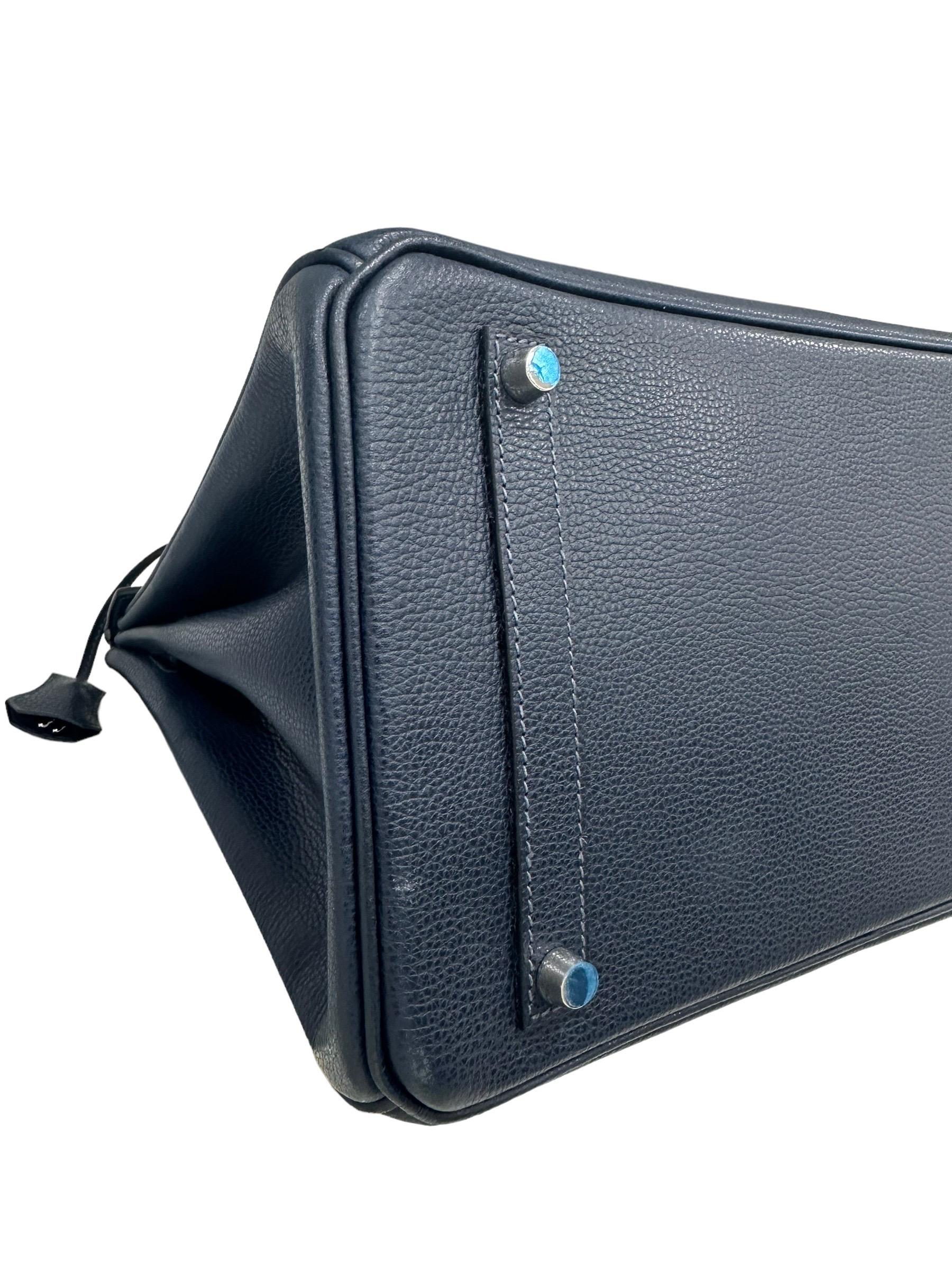 Hermès Birkin 35 Epsom Blue Abysse Top Handle Bag For Sale 6