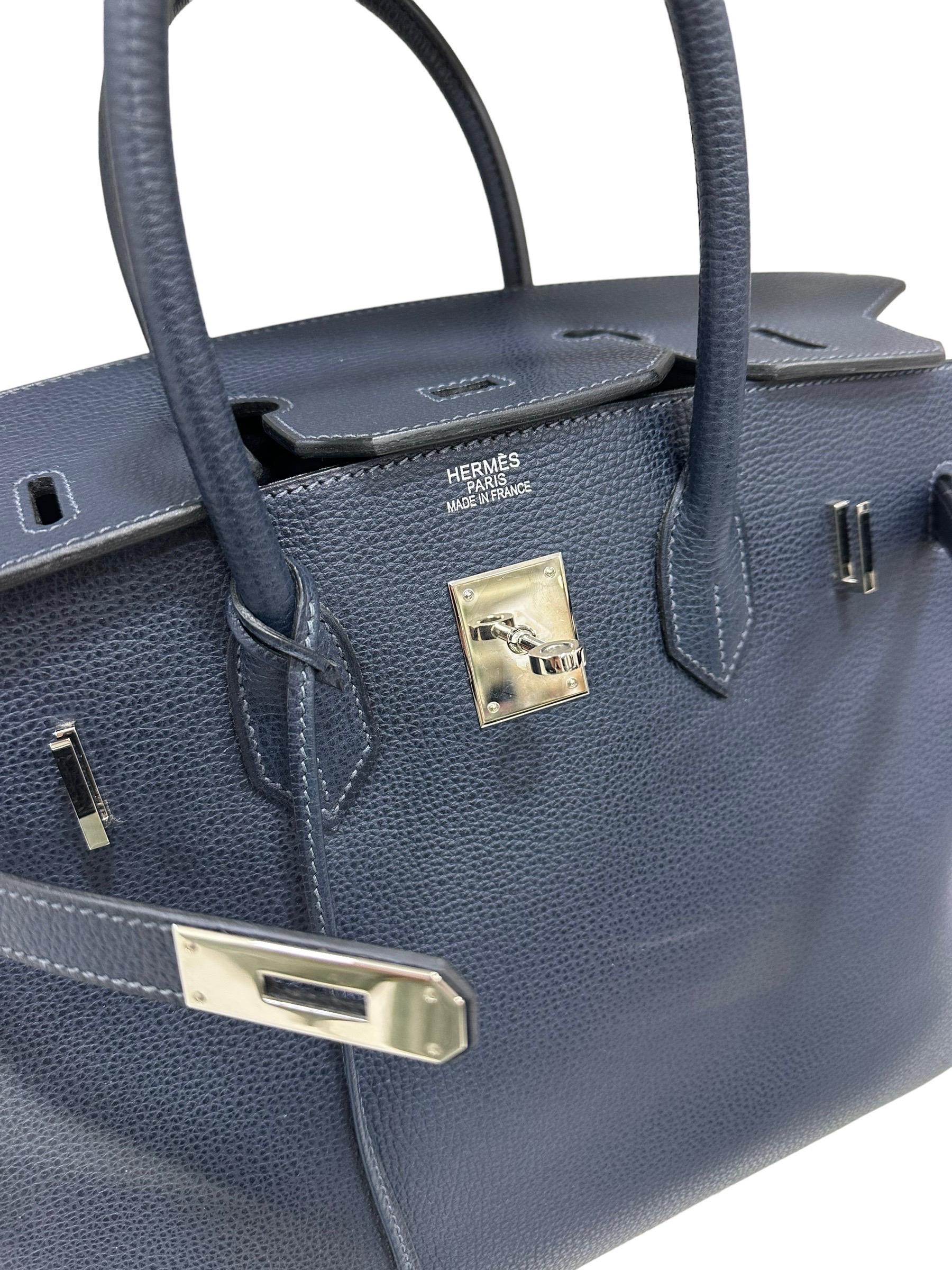 Hermès Birkin 35 Bleu Epsom Abysse Top Handle Bag en vente 11