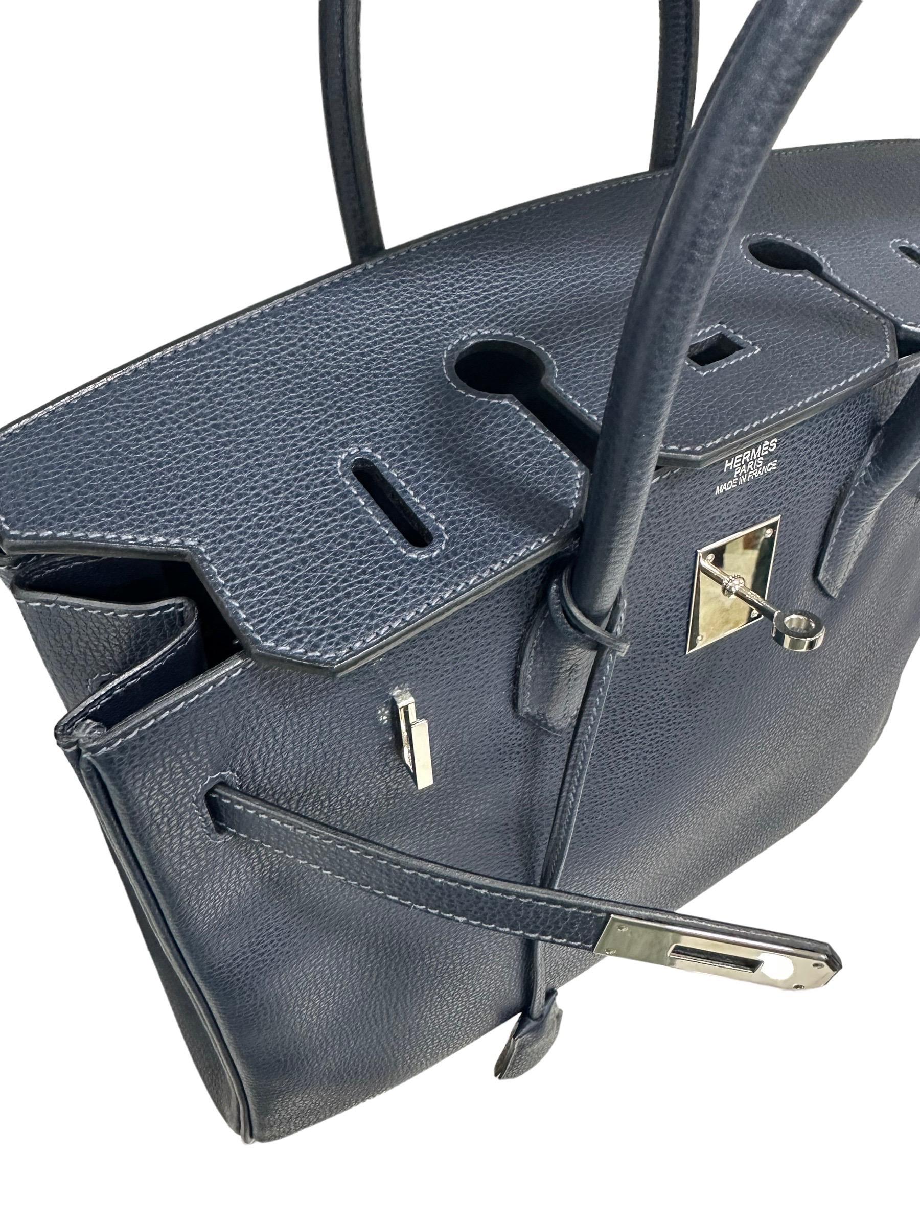 Hermès Birkin 35 Epsom Blue Abysse Top Handle Bag For Sale 9