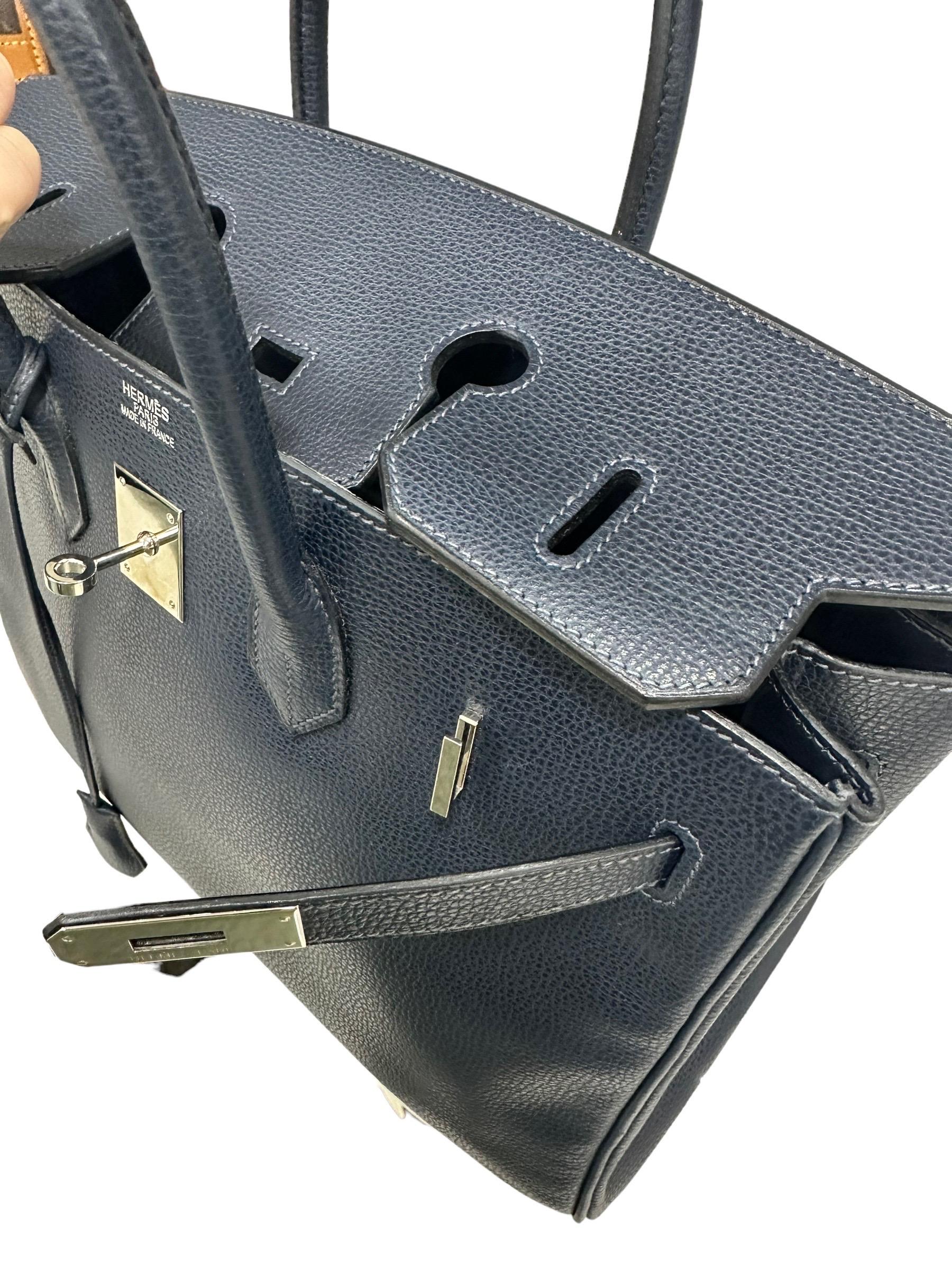 Hermès Birkin 35 Bleu Epsom Abysse Top Handle Bag en vente 13