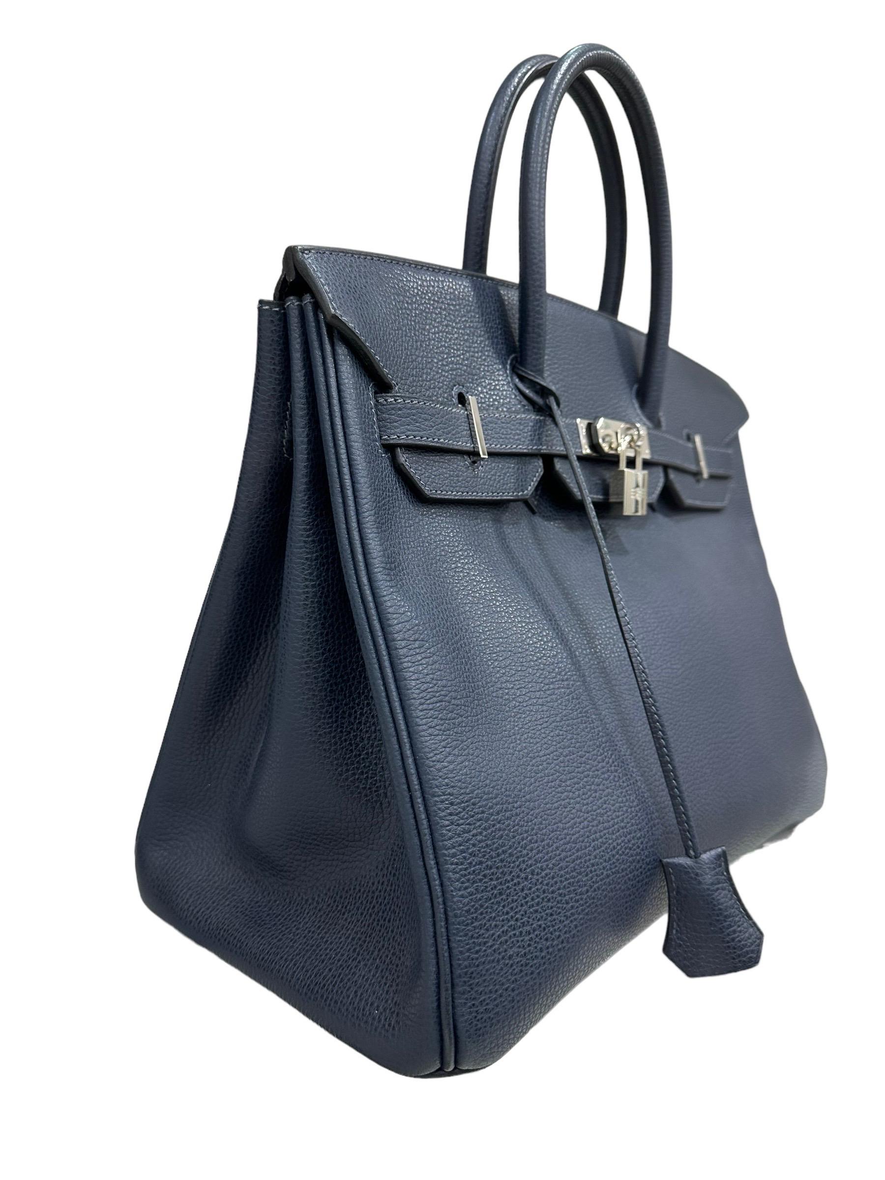 Hermès Birkin 35 Bleu Epsom Abysse Top Handle Bag Excellent état - En vente à Torre Del Greco, IT