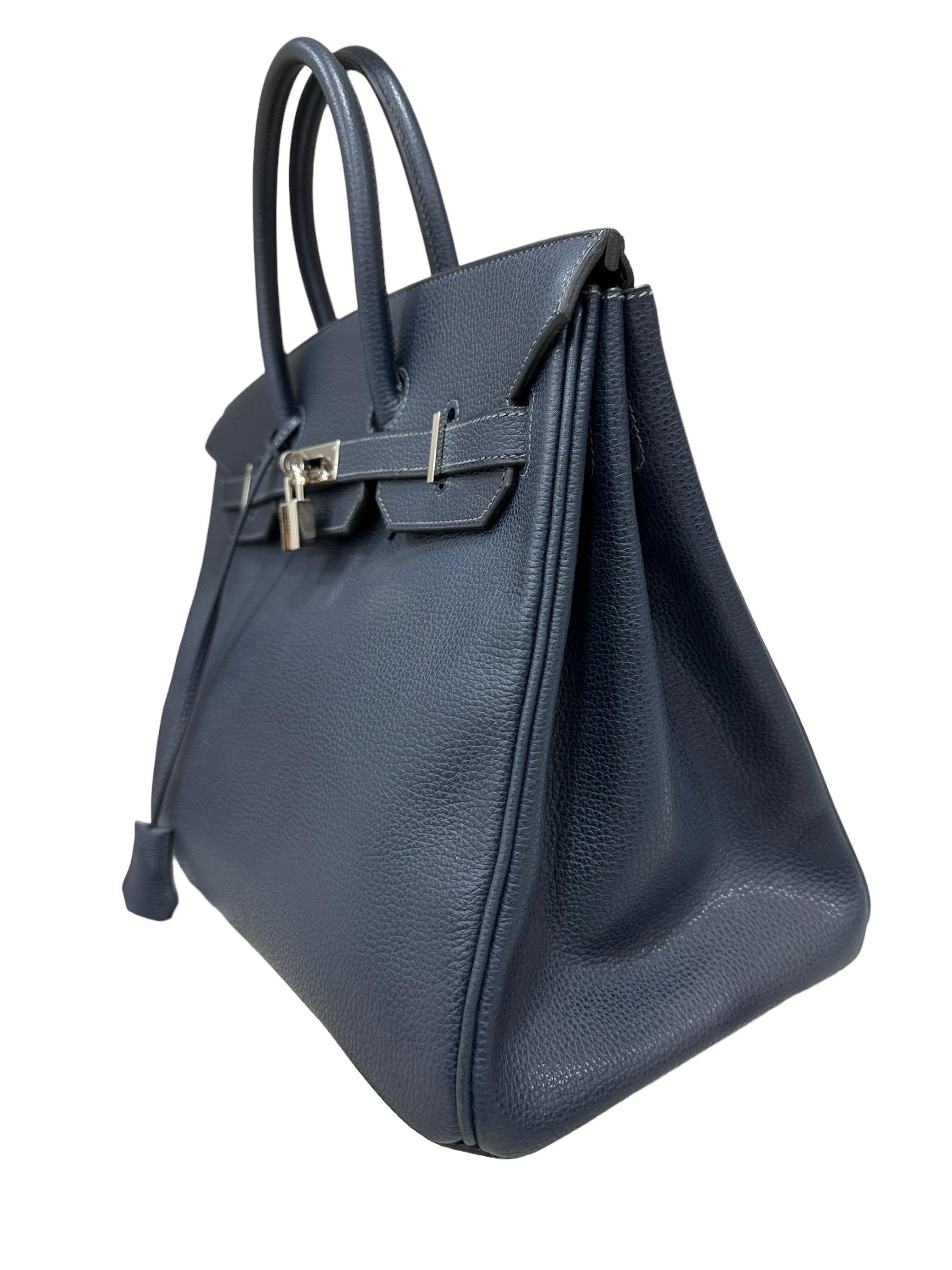 Hermès Birkin 35 Epsom Blau Abysse Top Handle Tasche Damen im Angebot