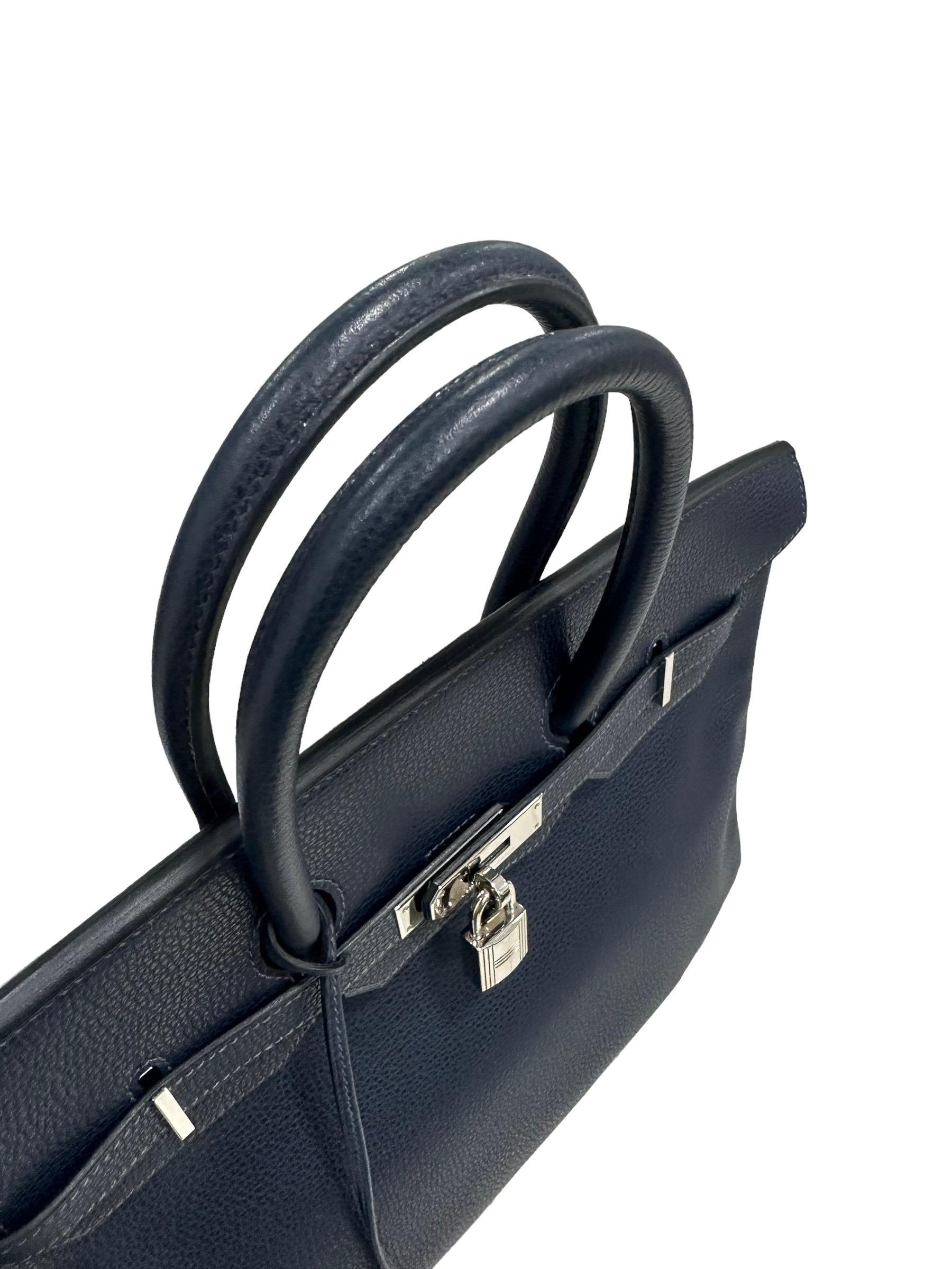 Women's Hermès Birkin 35 Epsom Blue Abysse Top Handle Bag For Sale