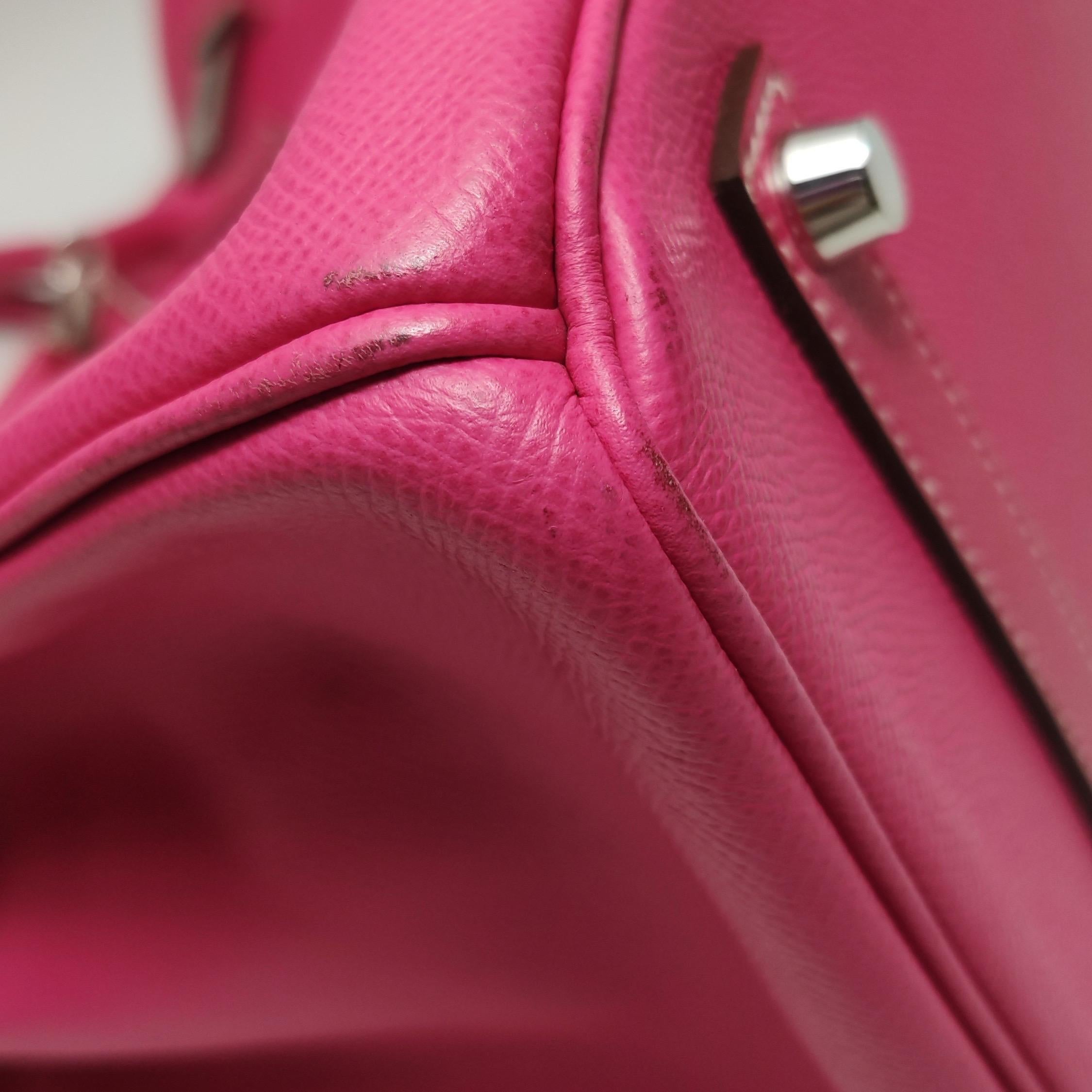 Hermes Birkin 35 Epsom E5 Rose Tyrien Rose Palladium Hardware 2013 en vente 8