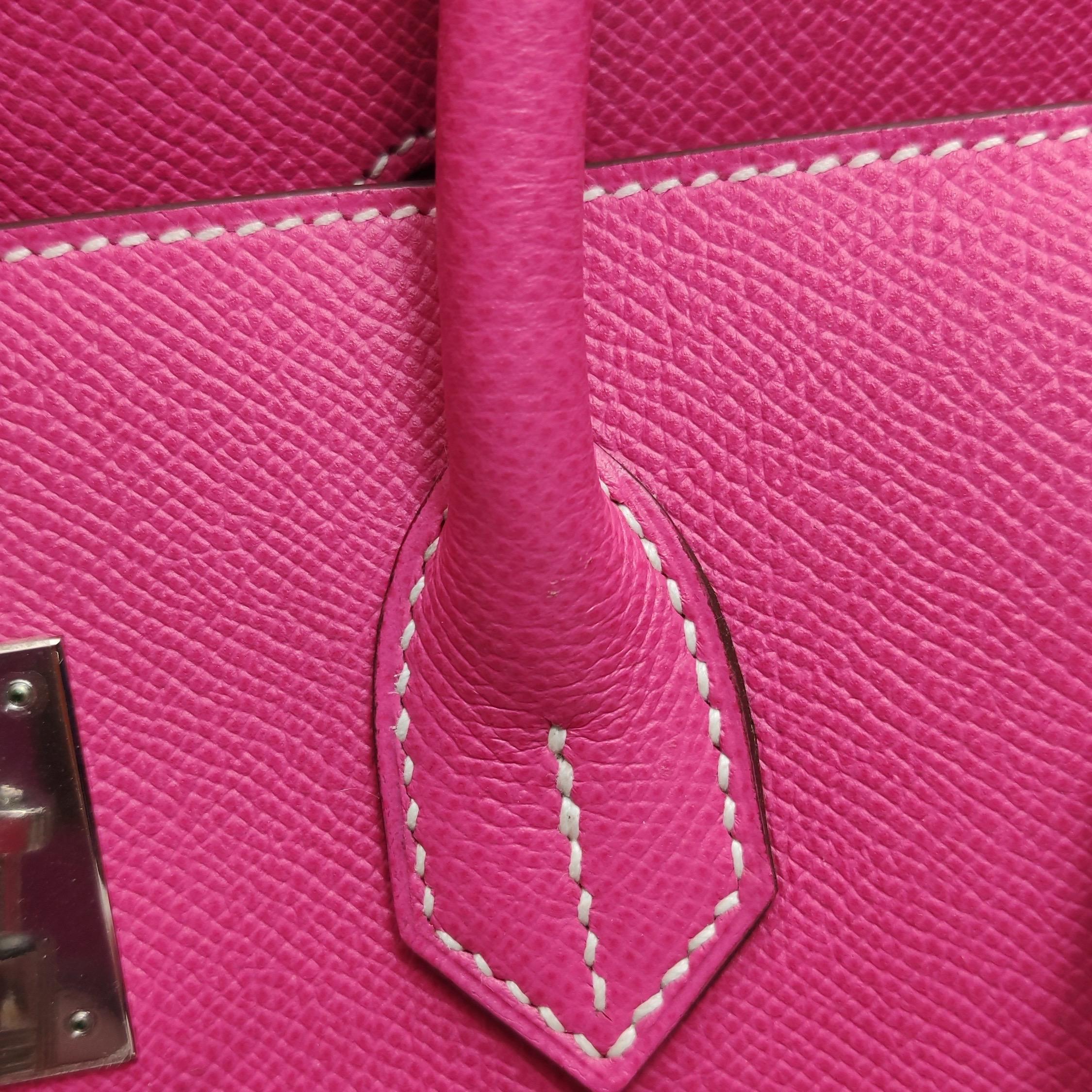 Hermes Birkin 35 Epsom E5 Rose Tyrien Rose Palladium Hardware 2013 en vente 13