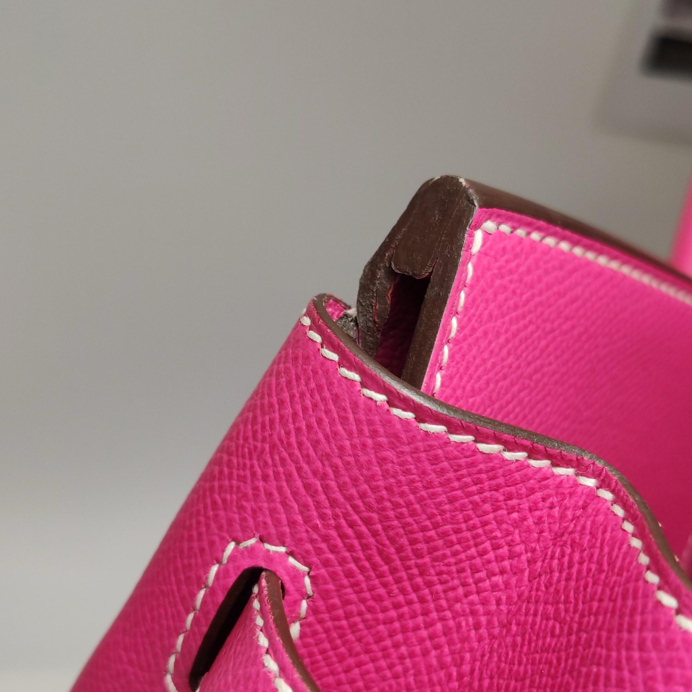 Hermes Birkin 35 Epsom E5 Rose Tyrien Rose Palladium Hardware 2013 en vente 15