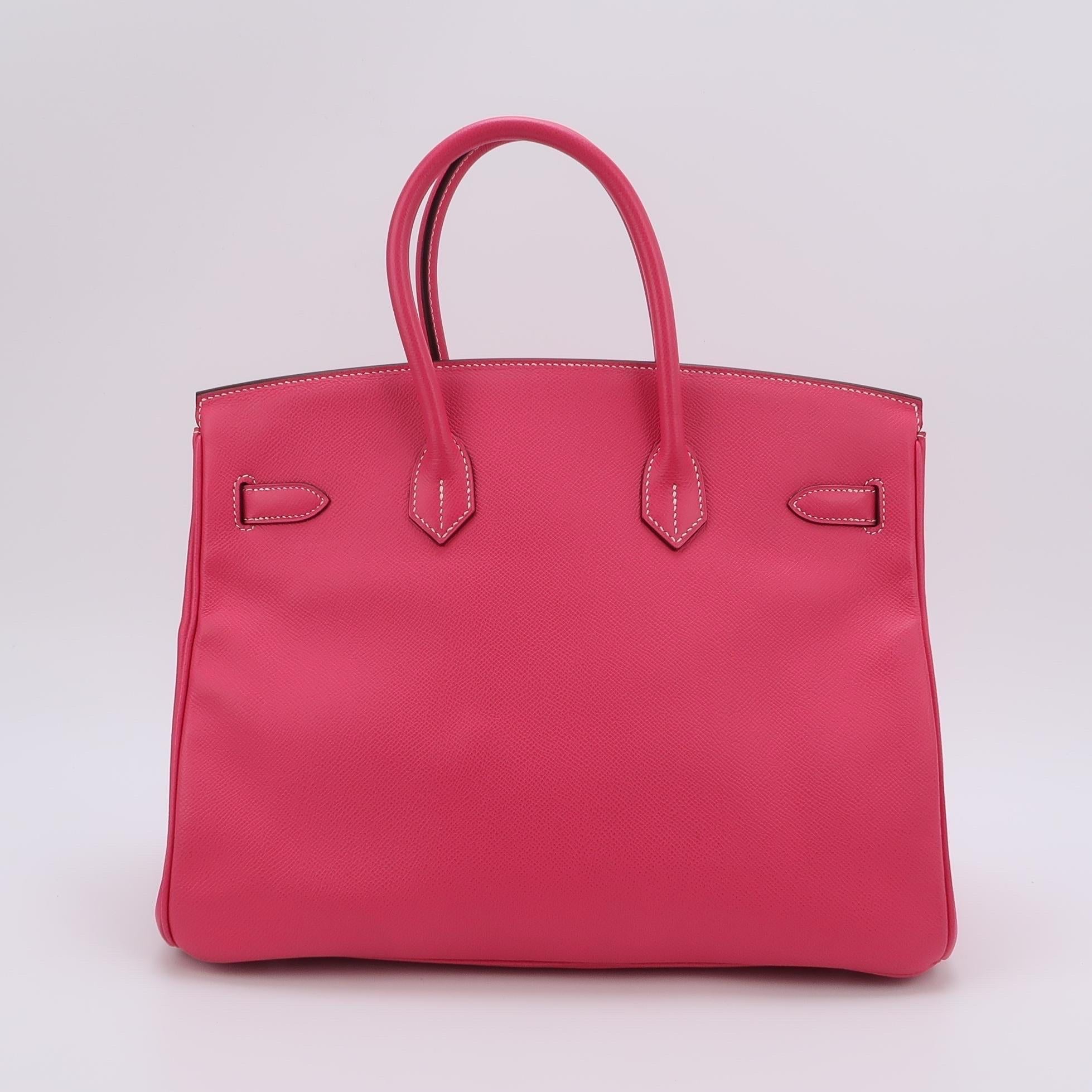 Hermes Birkin 35 Epsom E5 Rose Tyrien Rose Palladium Hardware 2013 en vente 1