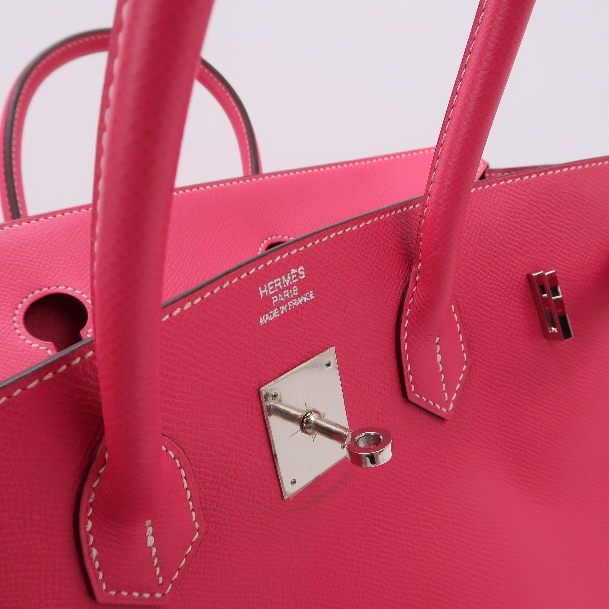 Hermes Birkin 35 Epsom E5 Rose Tyrien Rose Palladium Hardware 2013 en vente 3