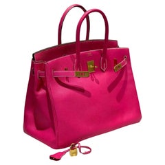 Hermes Birkin 35 Epsom Rose Tyrien Epsom Gold Hardware