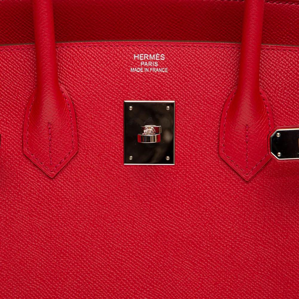 Hermés birkin 35 Epson Rouge Coeur handle bag
Letter X 
gently used

Measurements:
width: 35 cm
heigh: 26 cm
depht: 19 cm