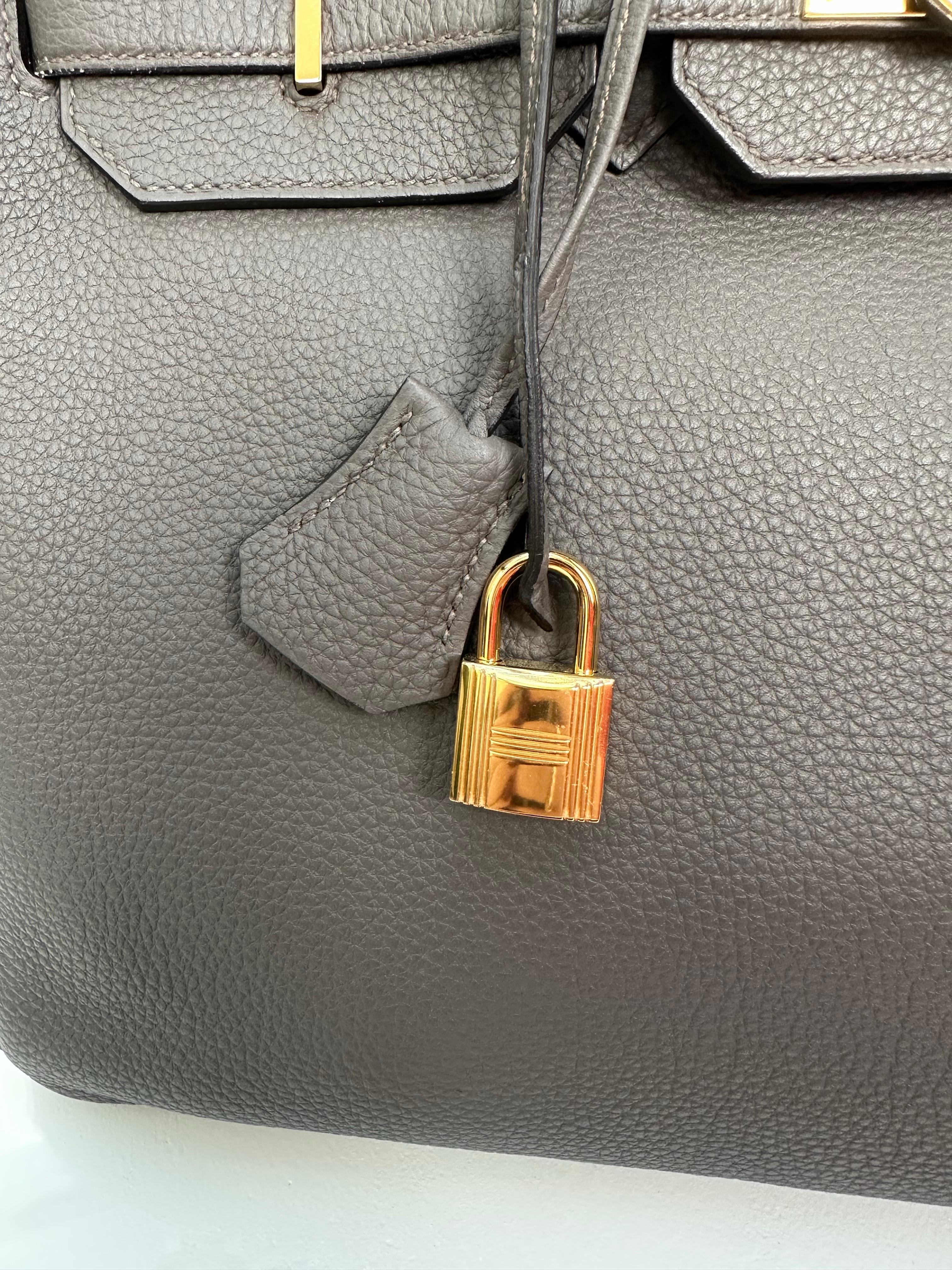 Borsa Hermes Birkin 35 Etain in vendita 3