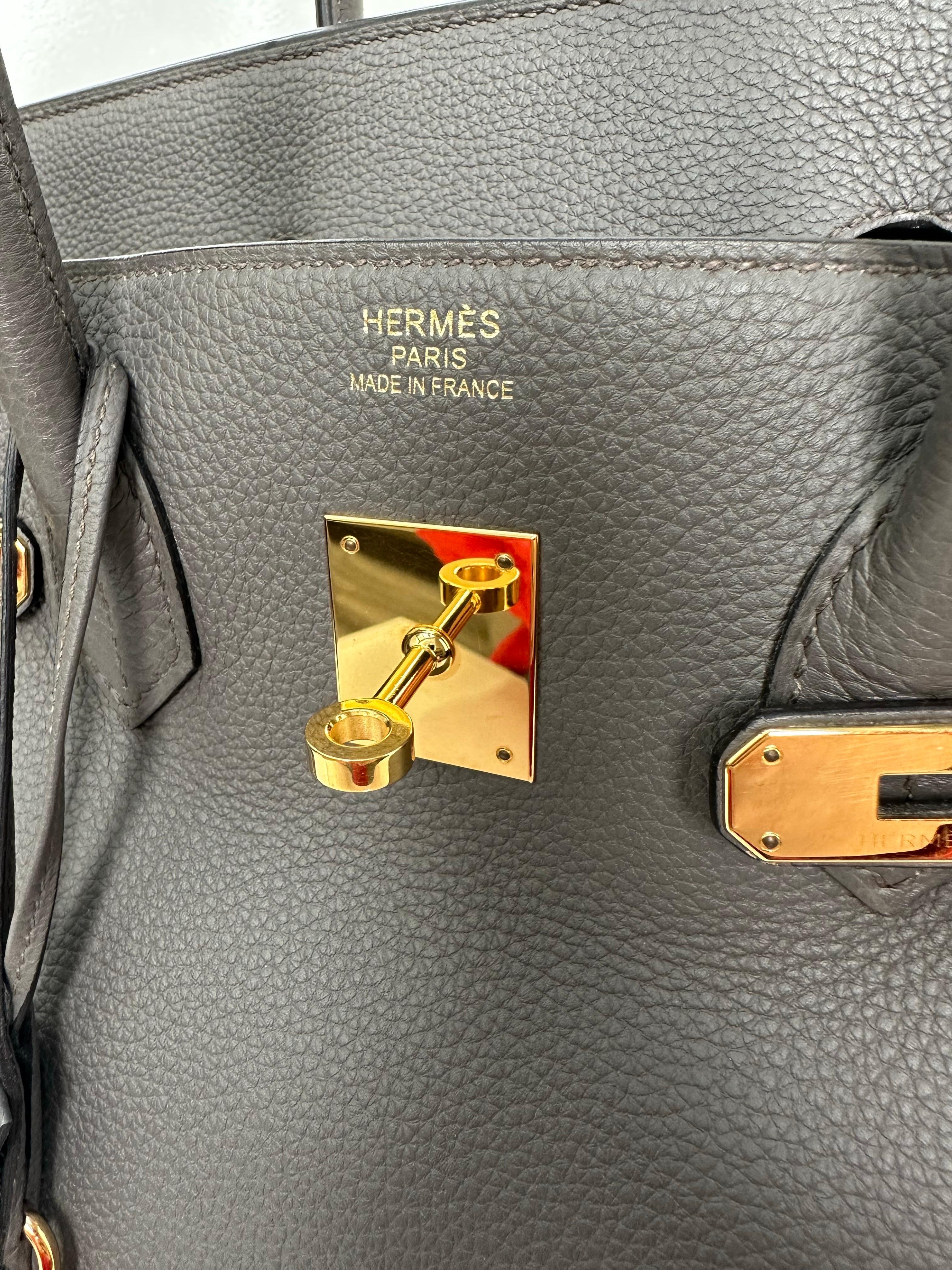 Borsa Hermes Birkin 35 Etain in vendita 4