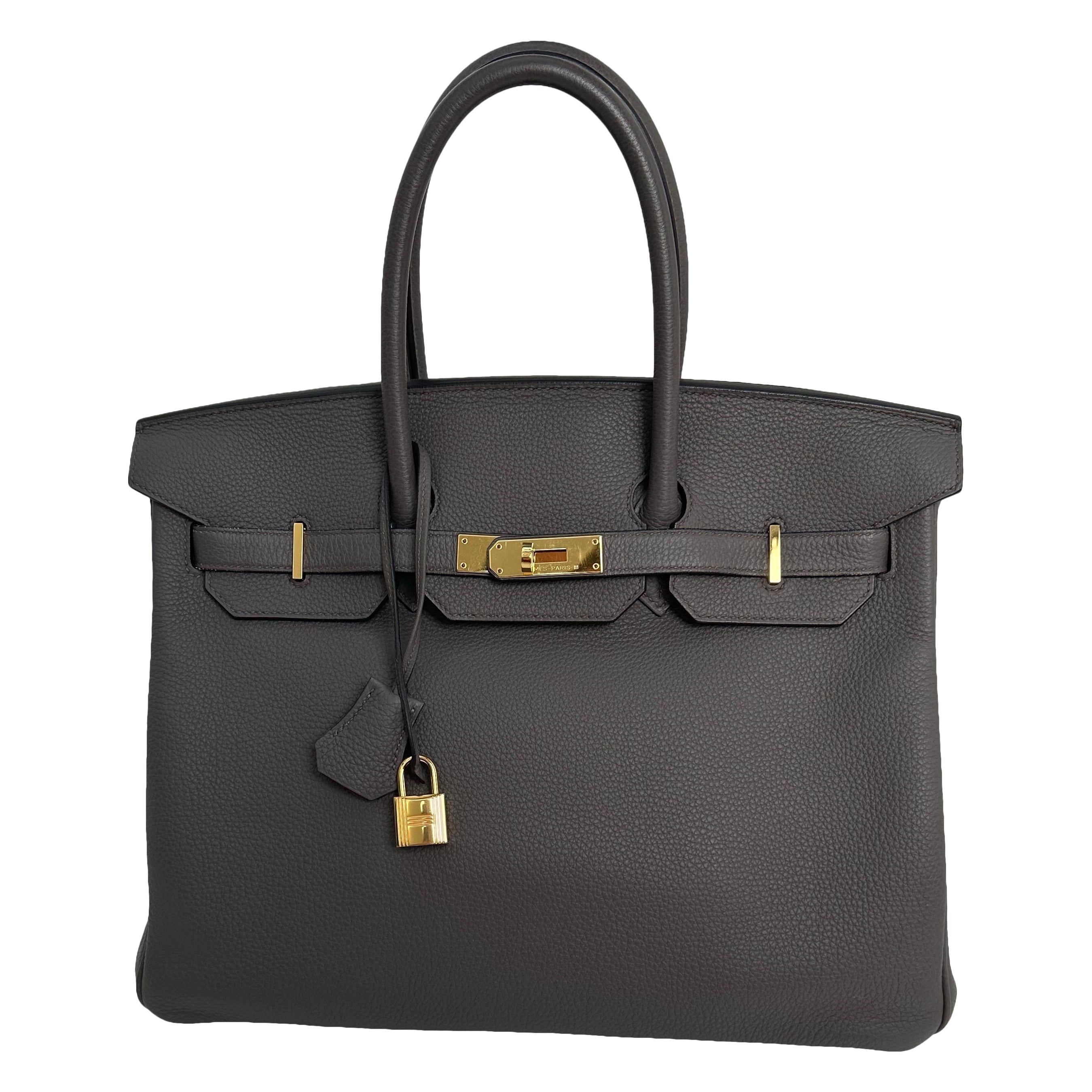 Borsa Hermes Birkin 35 Etain in vendita