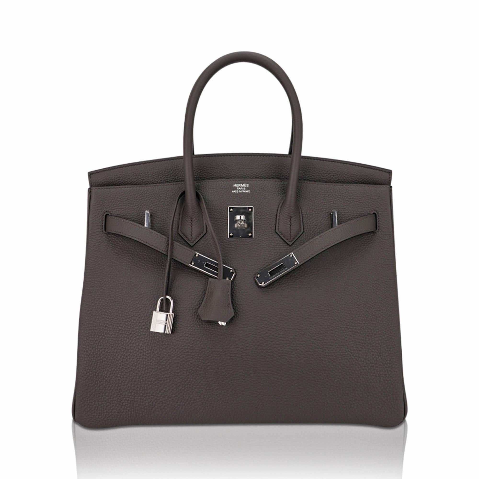 Gris Hermes Birkin 35 Etain Bag Palladium Hardware Clemence Leather  en vente