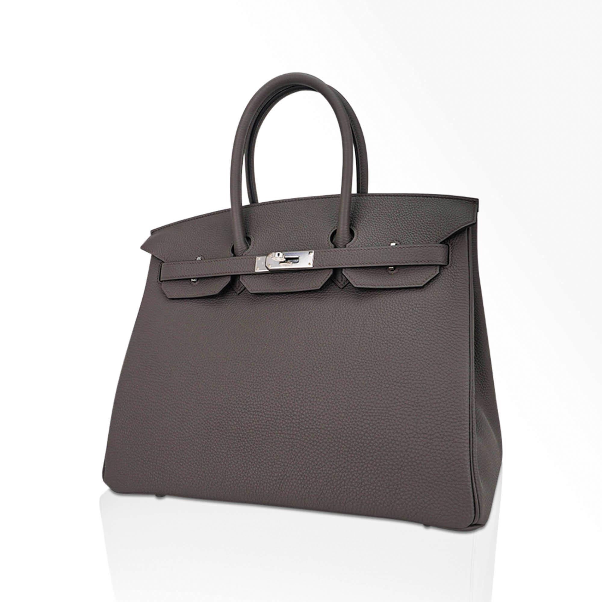 Hermes Birkin 35 Etain Bag Palladium Hardware Clemence Leather  Neuf - En vente à Miami, FL