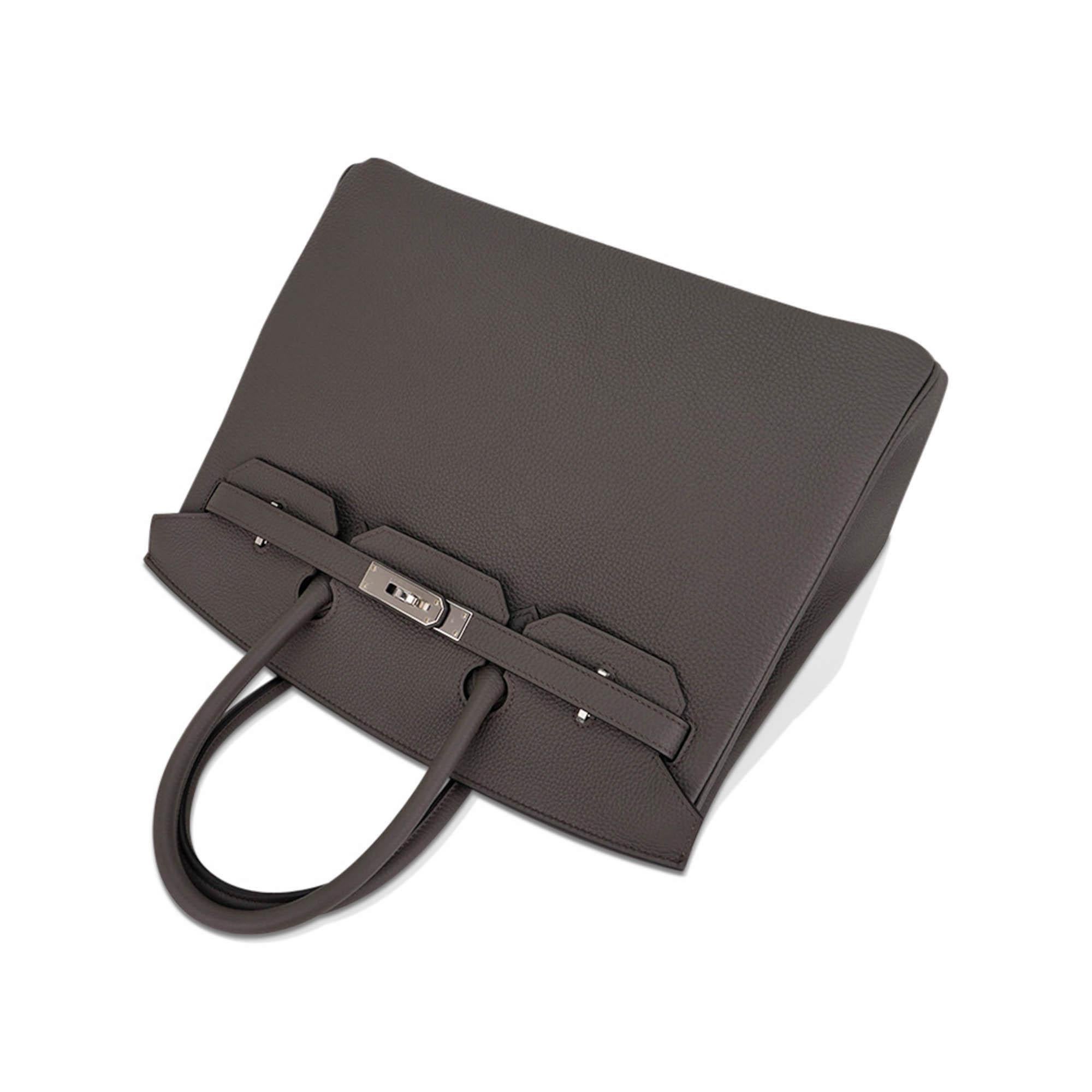 Hermes Birkin 35 Etain Bag Palladium Hardware Clemence Leather  en vente 2