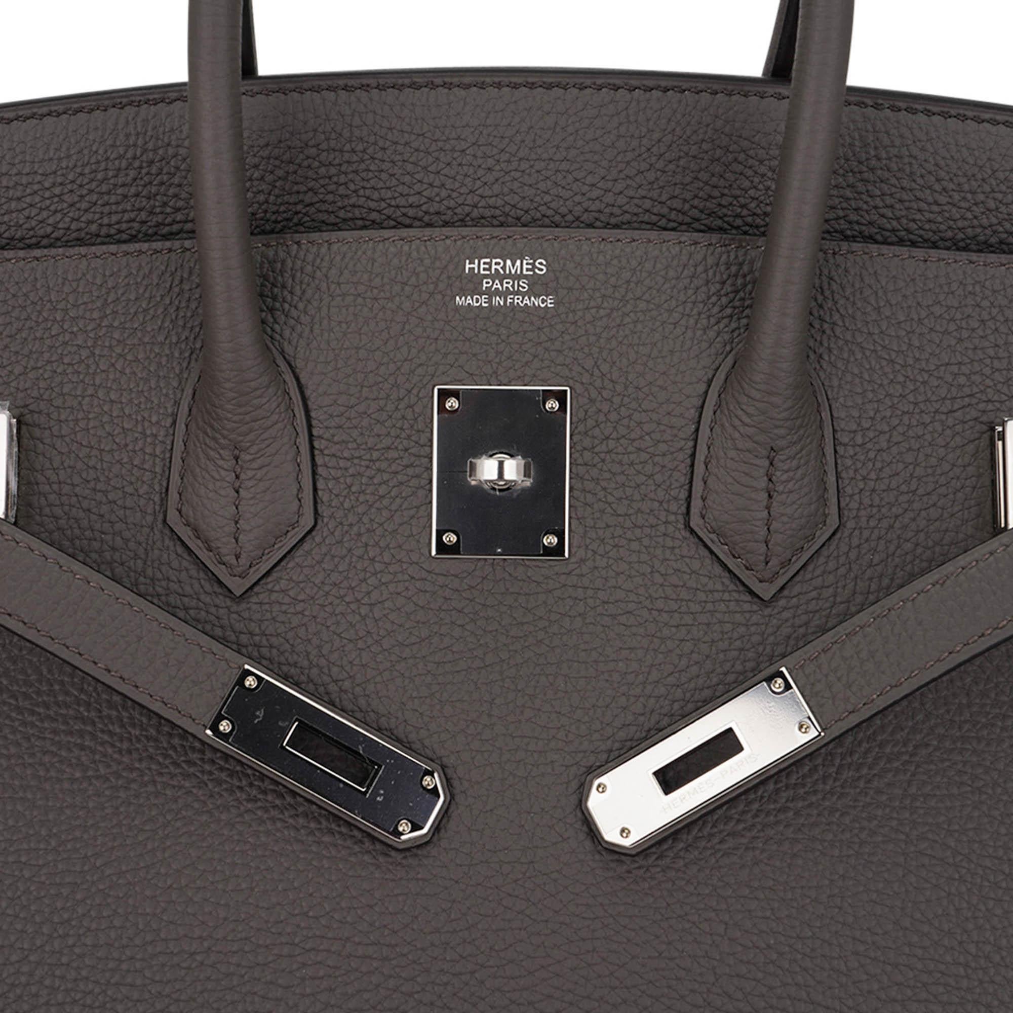 Women's Hermes Birkin 35 Etain Bag Palladium Hardware Clemence Leather  For Sale