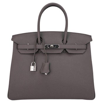Hermes Birkin 35 Etain Bag Palladium Hardware Clemence Leather