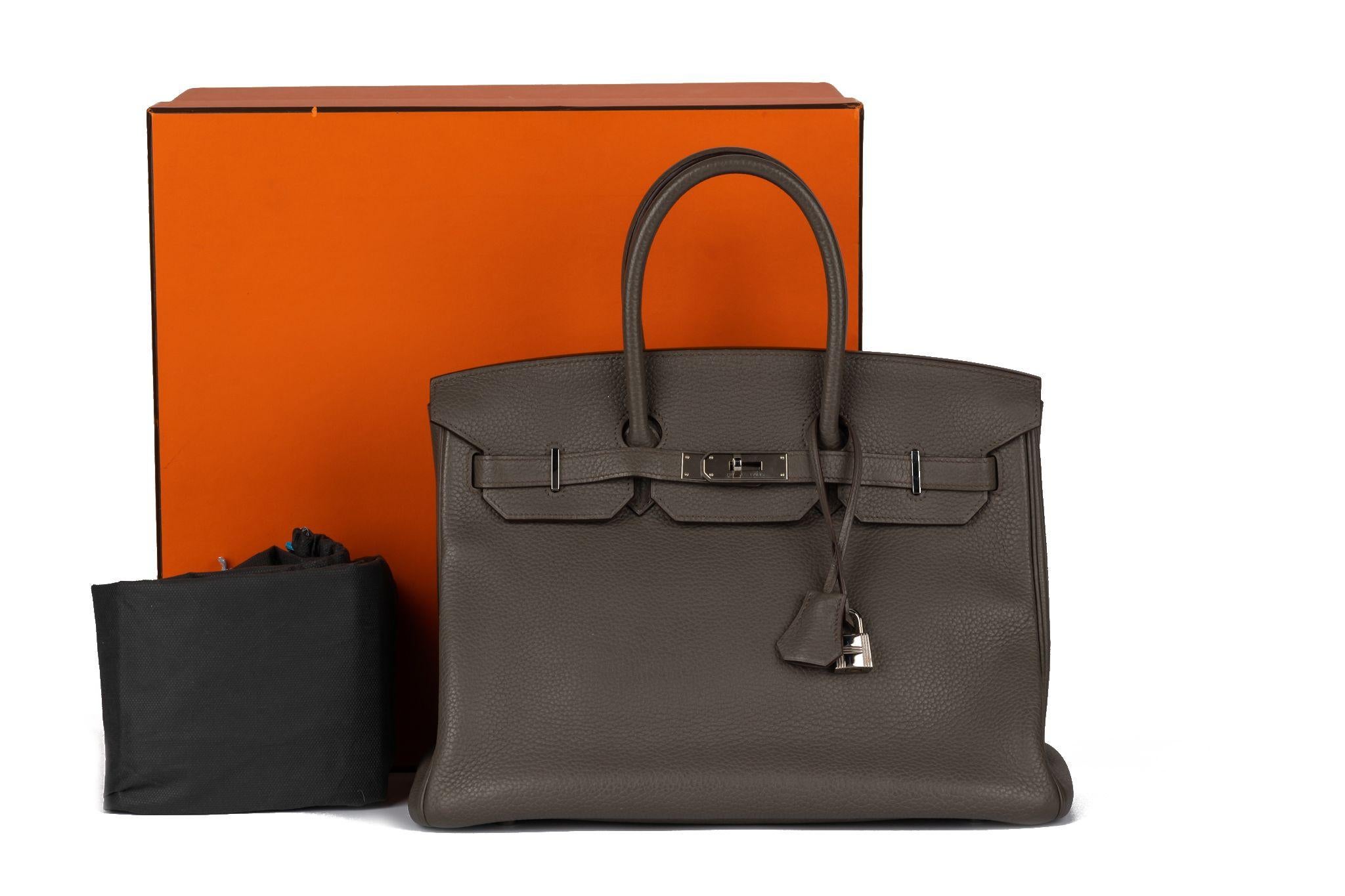 Hermès Birkin 35 Etain Clemence Leather For Sale 10