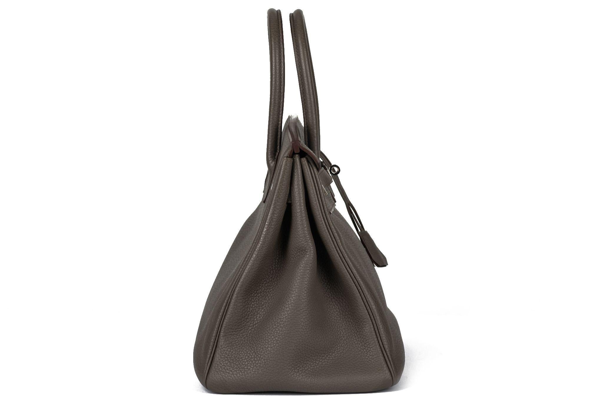 Gray Hermès Birkin 35 Etain Clemence Leather For Sale