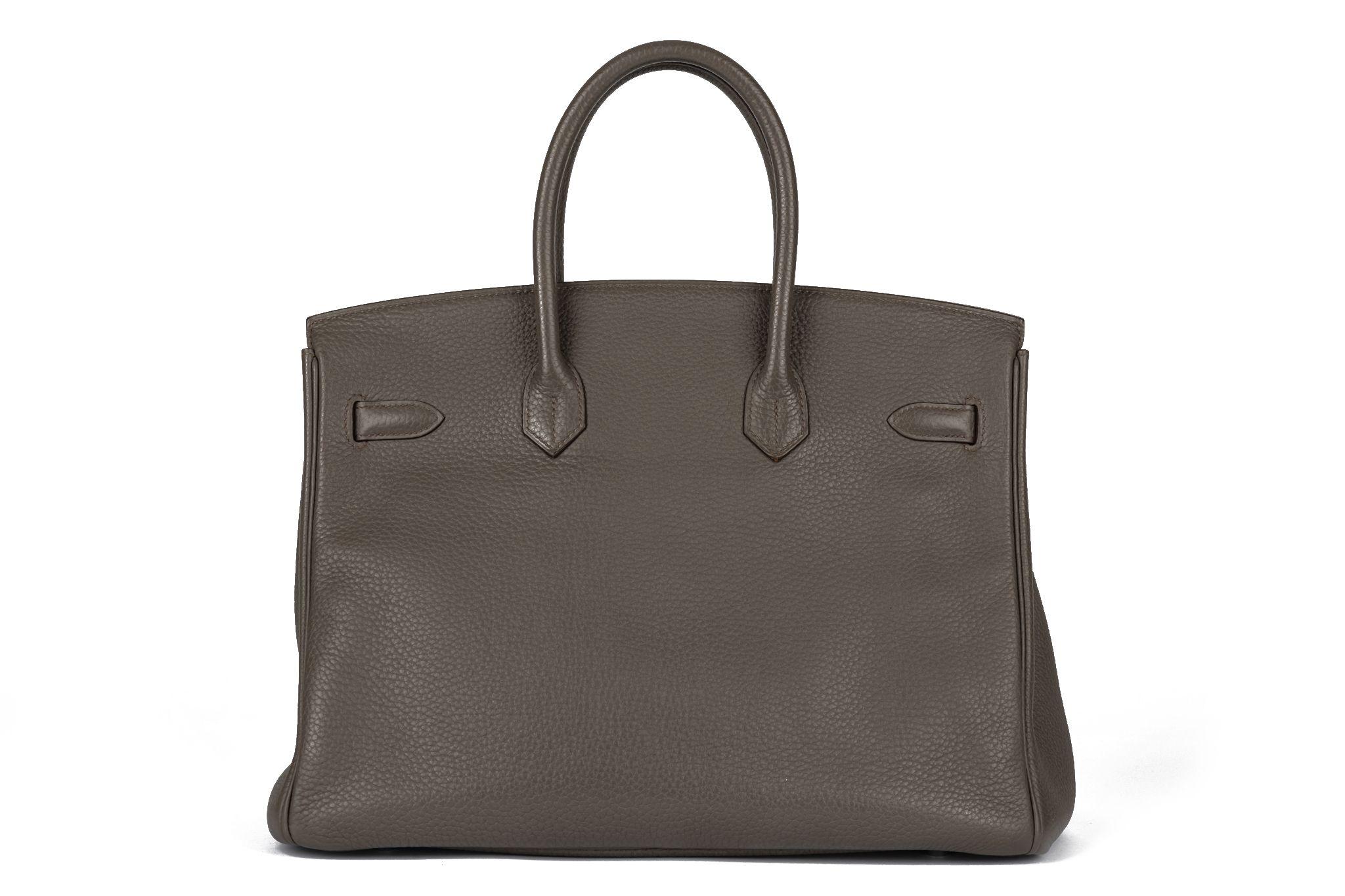 Hermès Birkin 35 Etain Clemence Leather In Excellent Condition For Sale In West Hollywood, CA