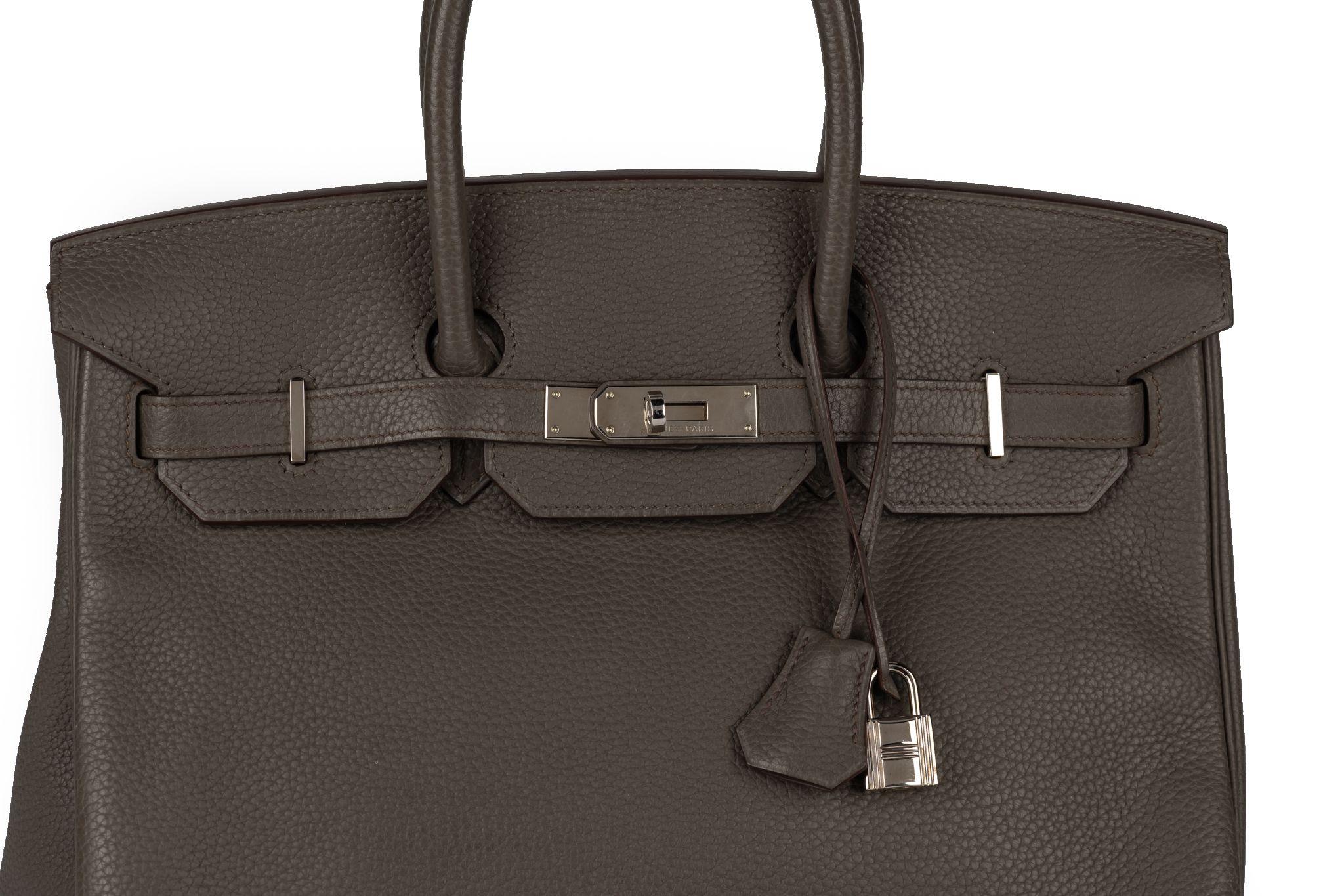 Hermès Birkin 35 Etain Clemence Leather For Sale 1