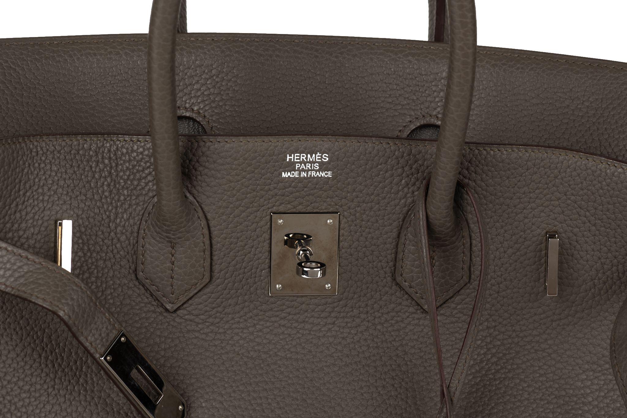 Hermès Birkin 35 Etain Clemence Leather For Sale 2