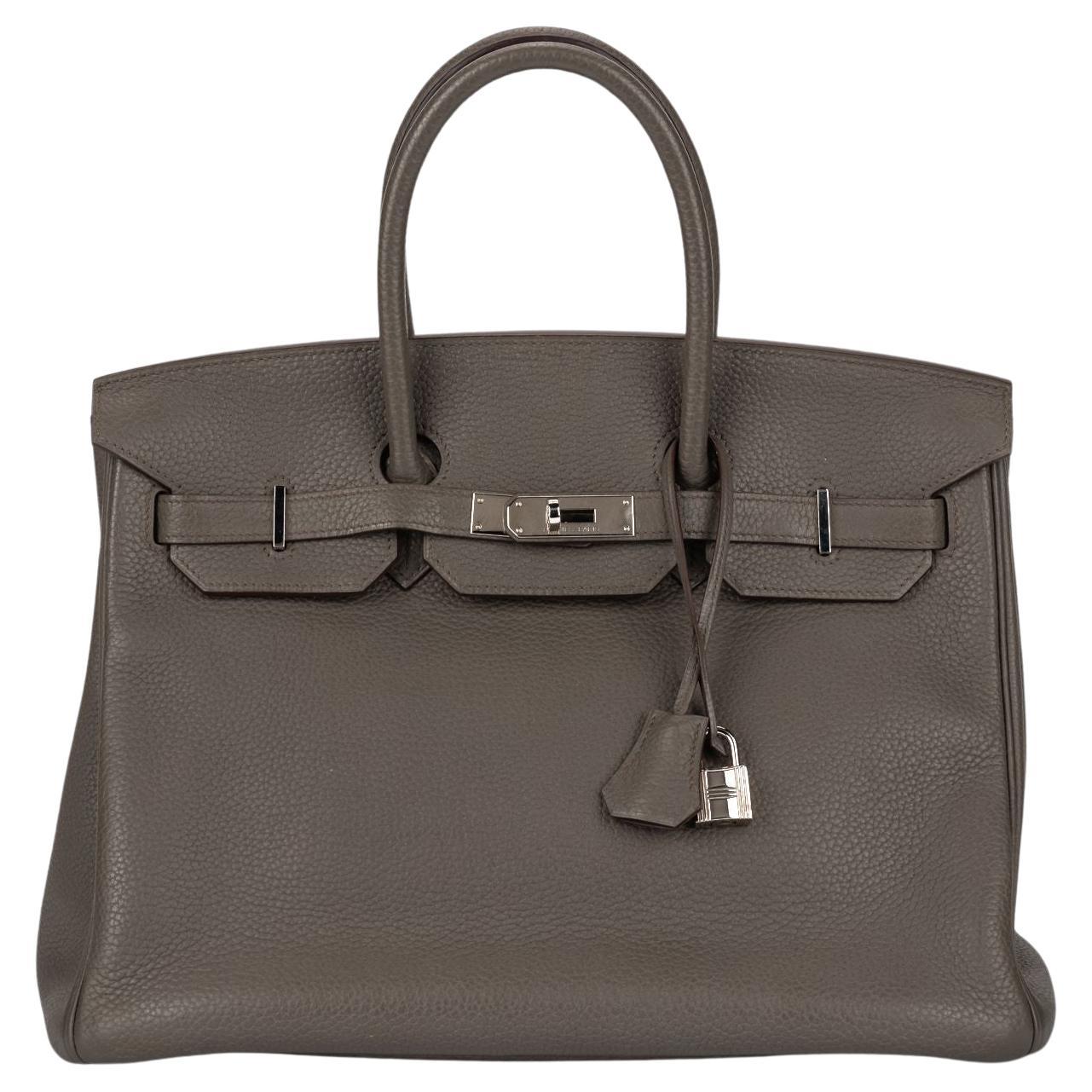 Hermès Birkin 35 Etain Clemence Leather For Sale