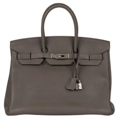 Hermès Birkin 35 Etain Clemence Leather