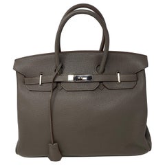 Hermes Birkin 35 Etain Togo Leather Bag 