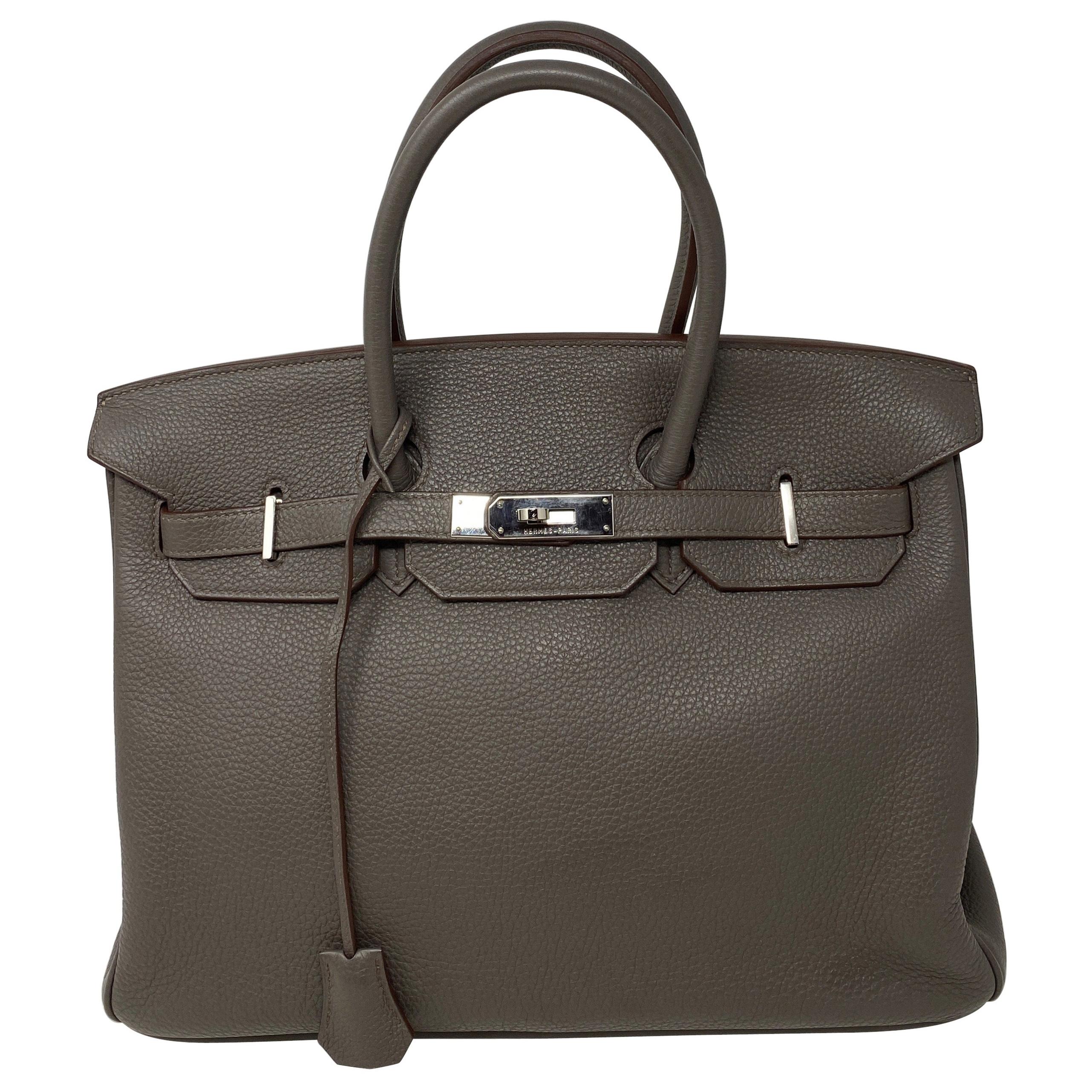 Hermes Birkin 35 Etain Togo Leather Bag 