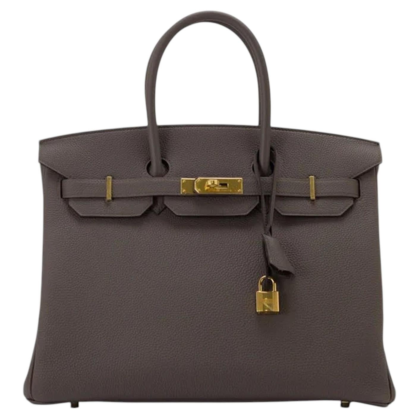 Hermes Birkin 35 Etain in pelle di Togo con finiture dorate