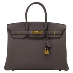 Hermes Birkin 35 Etain Togo Leather With Gold Hardware Handbag