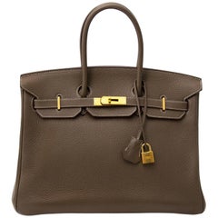 Hermès Birkin 35 Etoupe Clemence Taurillon GHW