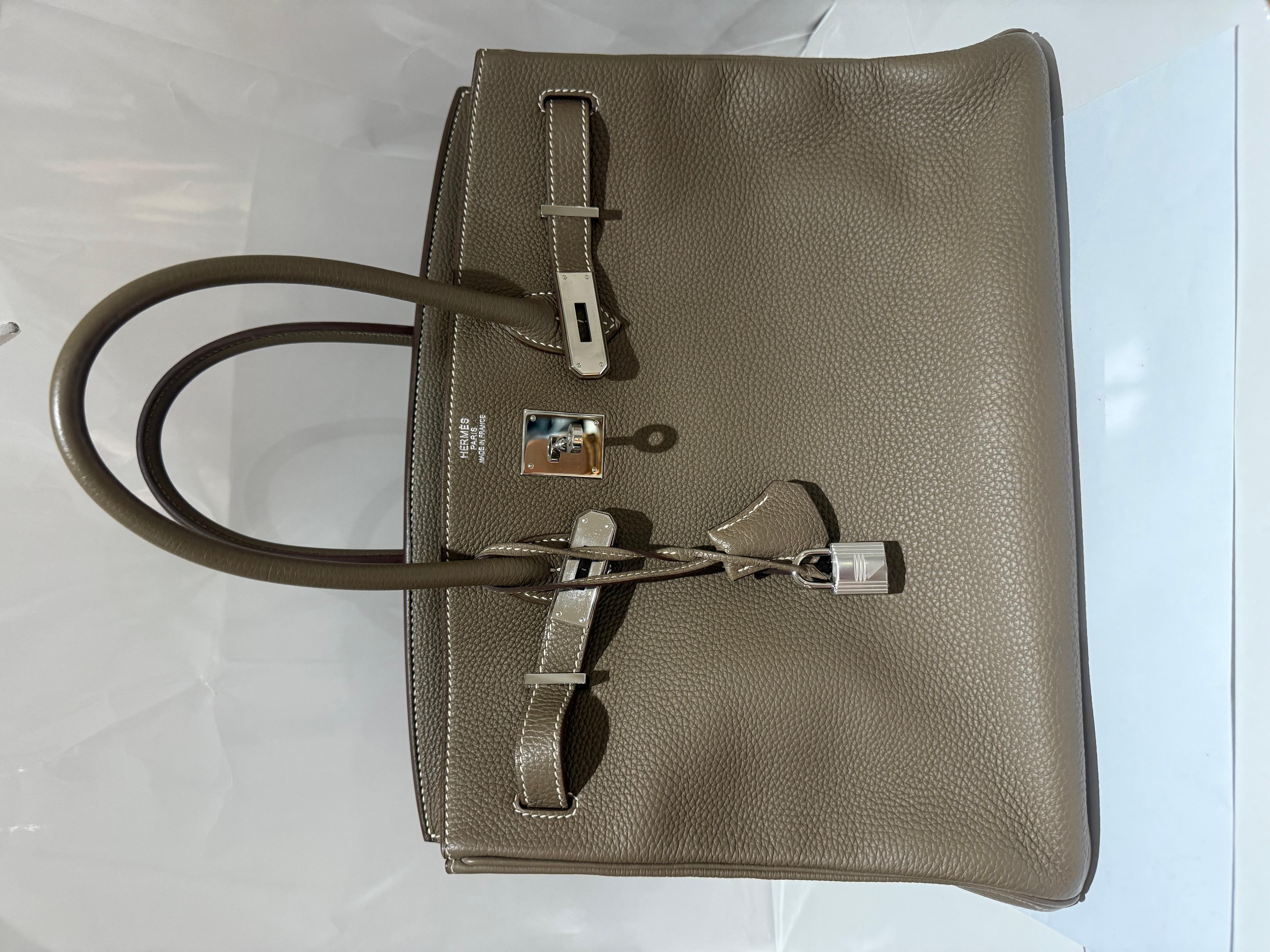 Hermes Birkin 35 Etoupe borsa a mano togo palladio hardware 6
