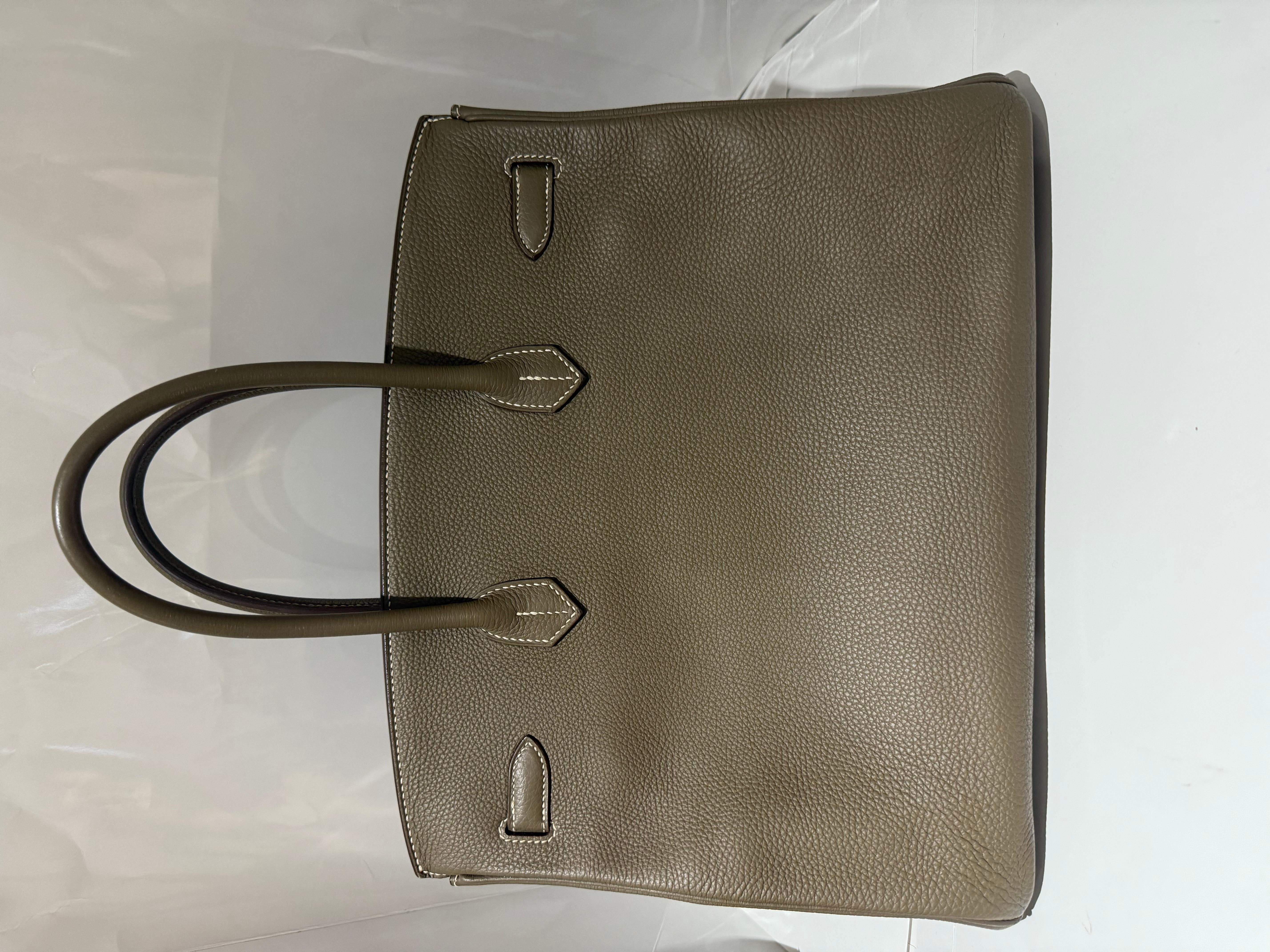 Marrone Hermes Birkin 35 Etoupe borsa a mano togo palladio hardware