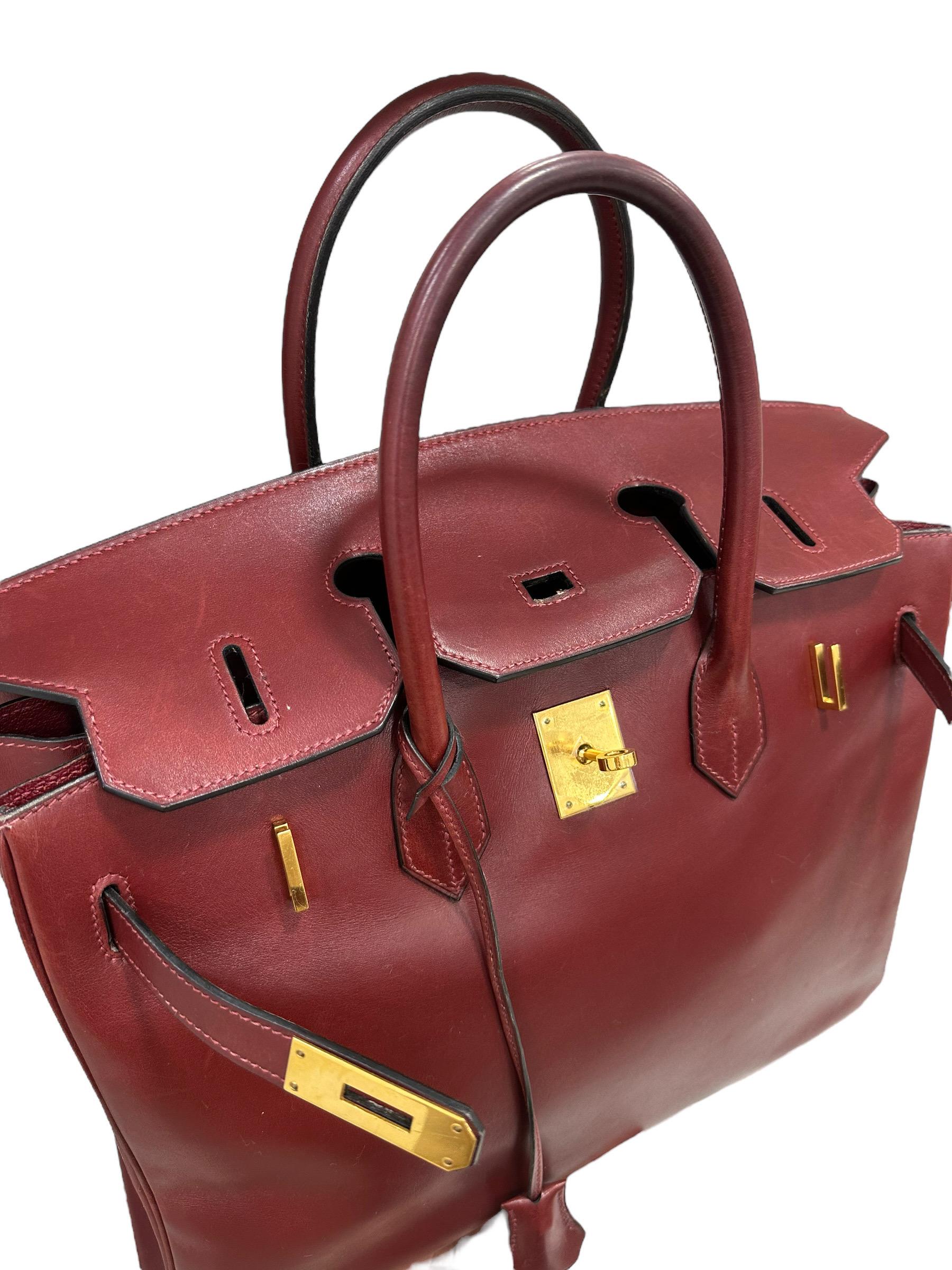 Hermès Birkin 35 Evercalf Rouge Garance Top Handle Bag 10