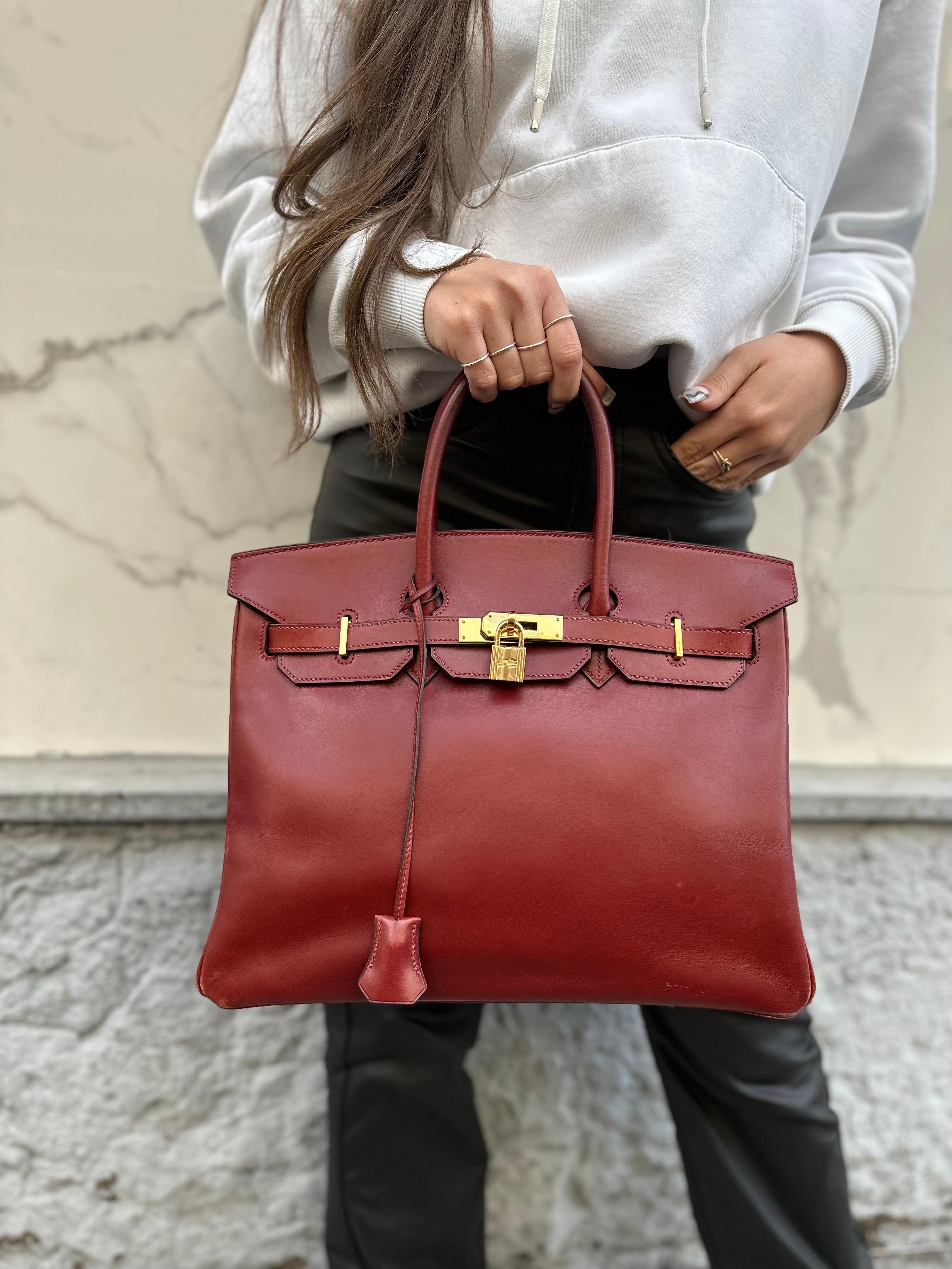 Hermès Birkin 35 Evercalf Rouge Garance Top Handle Bag 13