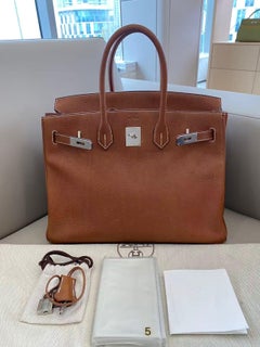 Hermès Birkin 35 Fauve Barenia Faubourg Palladium Hardware bag