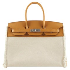 Hermes Birkin 35 Fray Fray toile beige Sésame phw