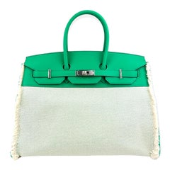 Hermes Birkin 35 Fray Fray Menthe Mint Green Leather Toile Limited Edition 2021