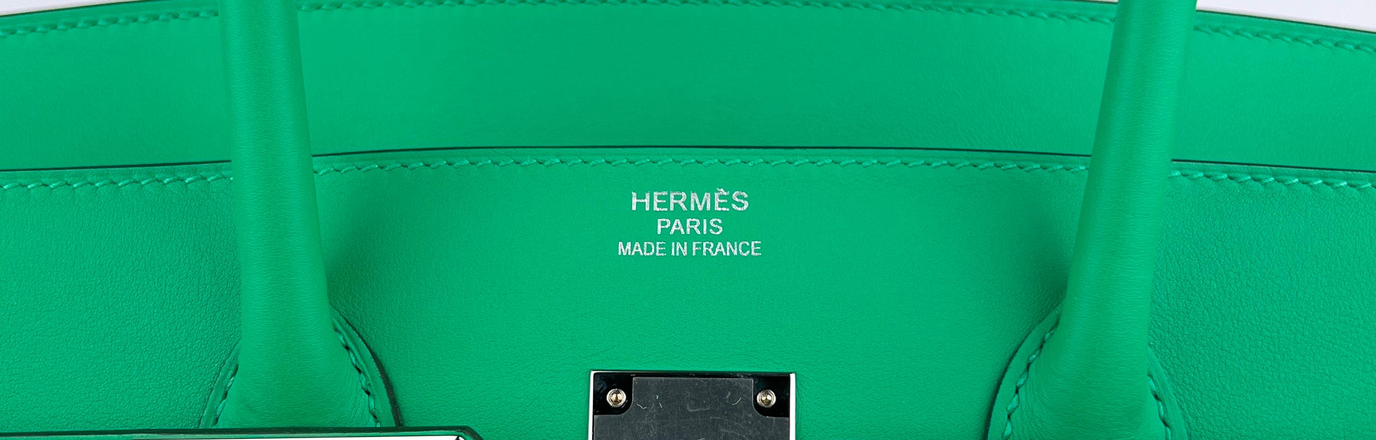 Gray Hermes Birkin 35 Fray Fray Menthe Mint Green Leather Toile Limited Edition 2021