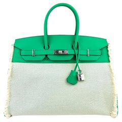 Hermès - Sac à main Birkin 35 Fray Menthe en cuir vert menthe, édition limitée 2021