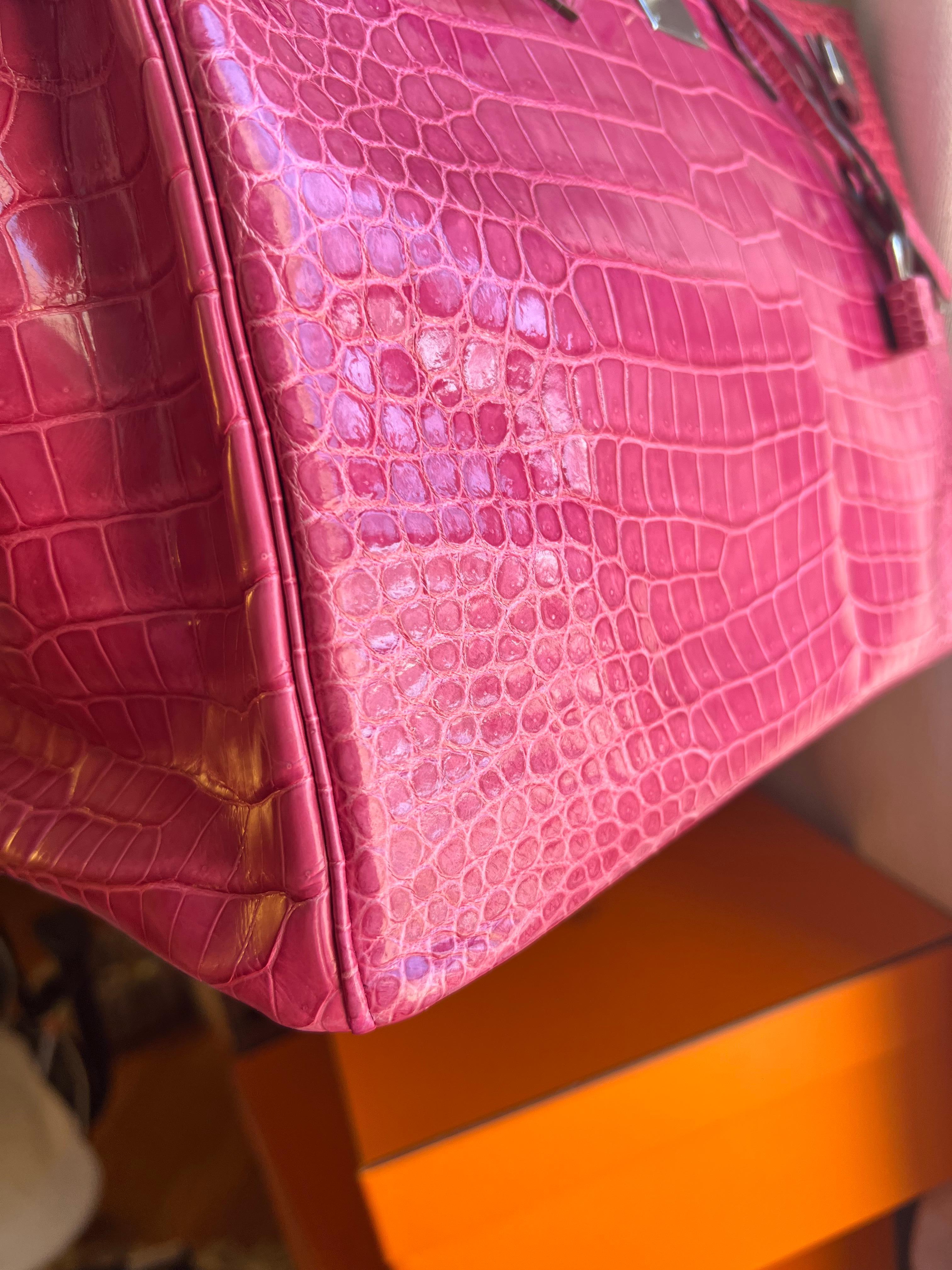 Hermes Birkin 35 Rose Tyrien Porosus Crocodile PHW Bag 1