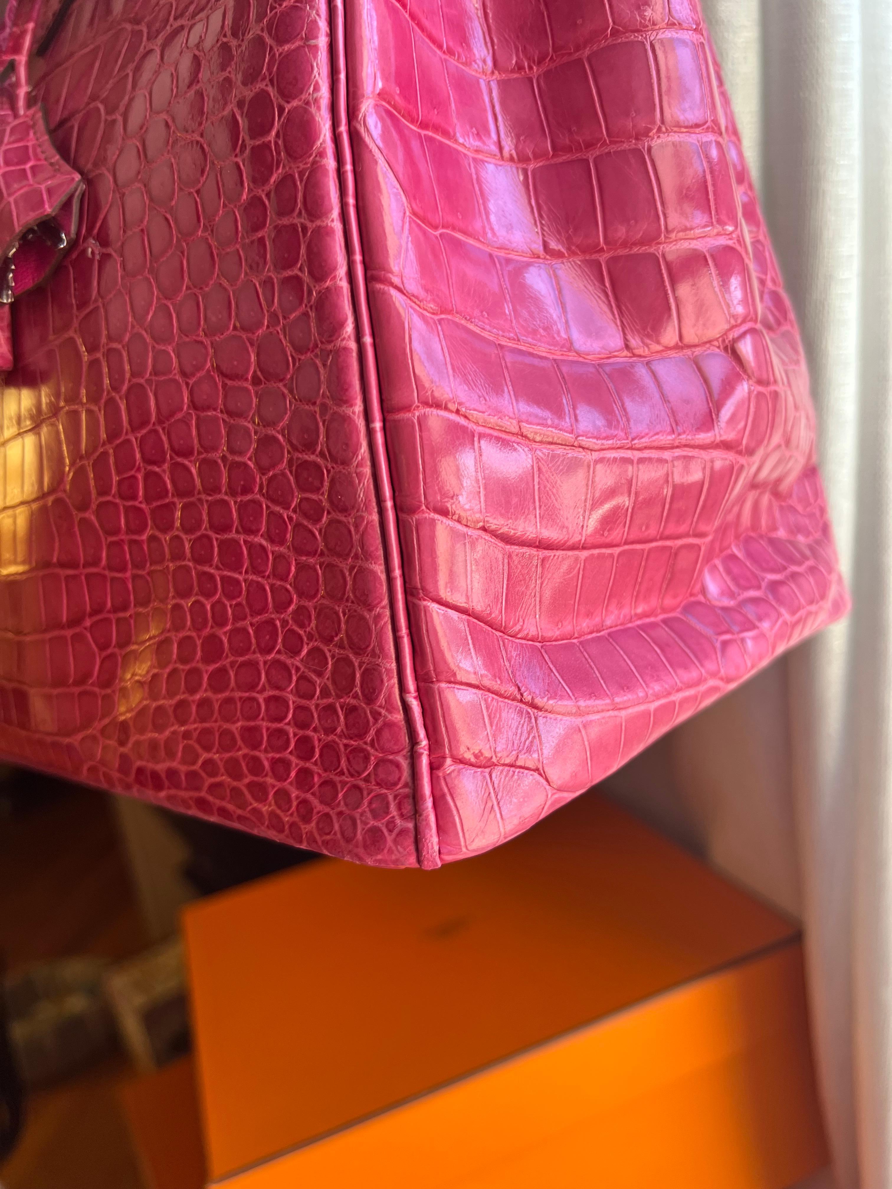 Hermes Birkin 35 Rose Tyrien Porosus Crocodile PHW Bag 3