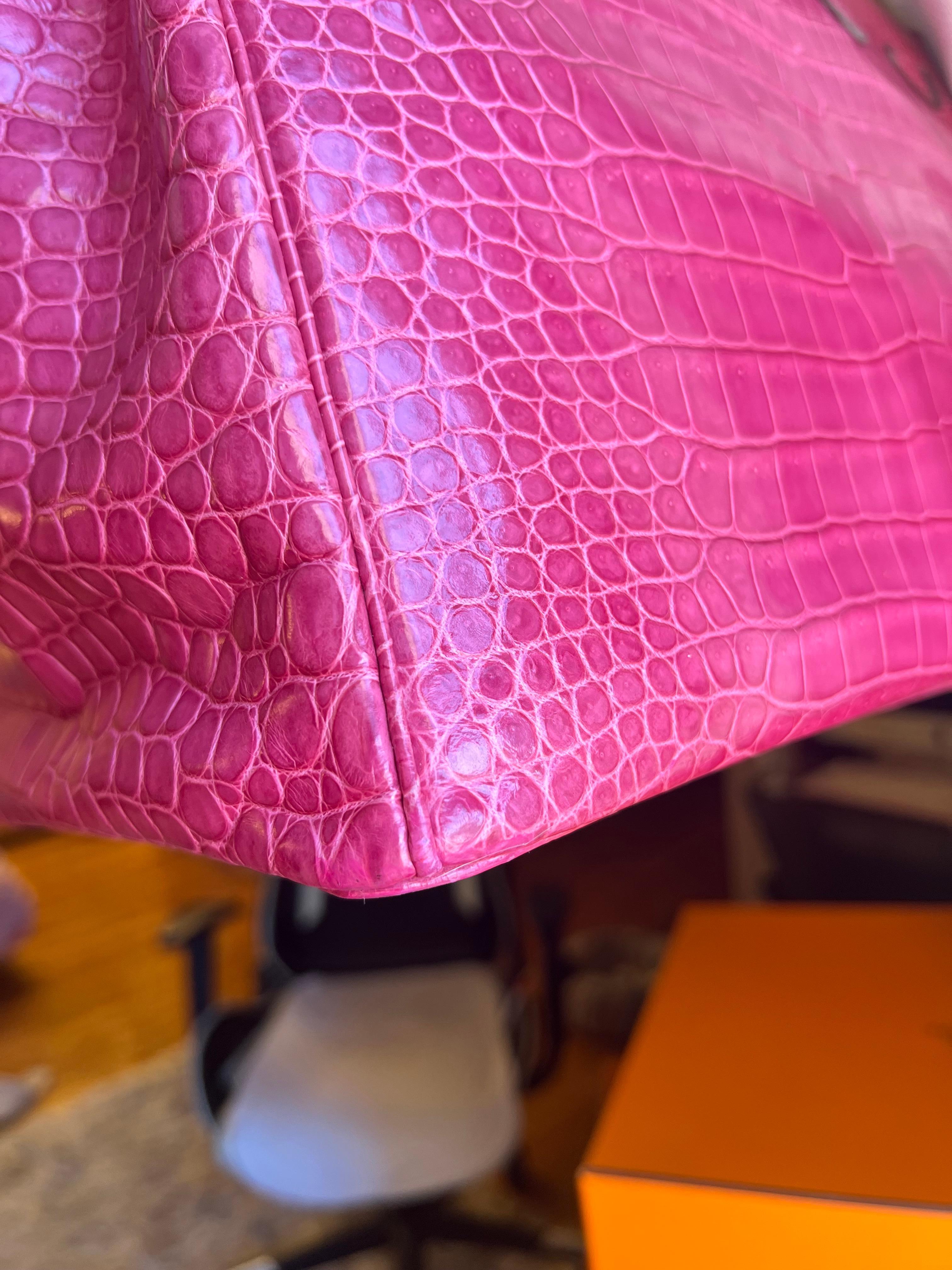 Hermes Birkin 35 Rose Tyrien Porosus Crocodile PHW Bag 5